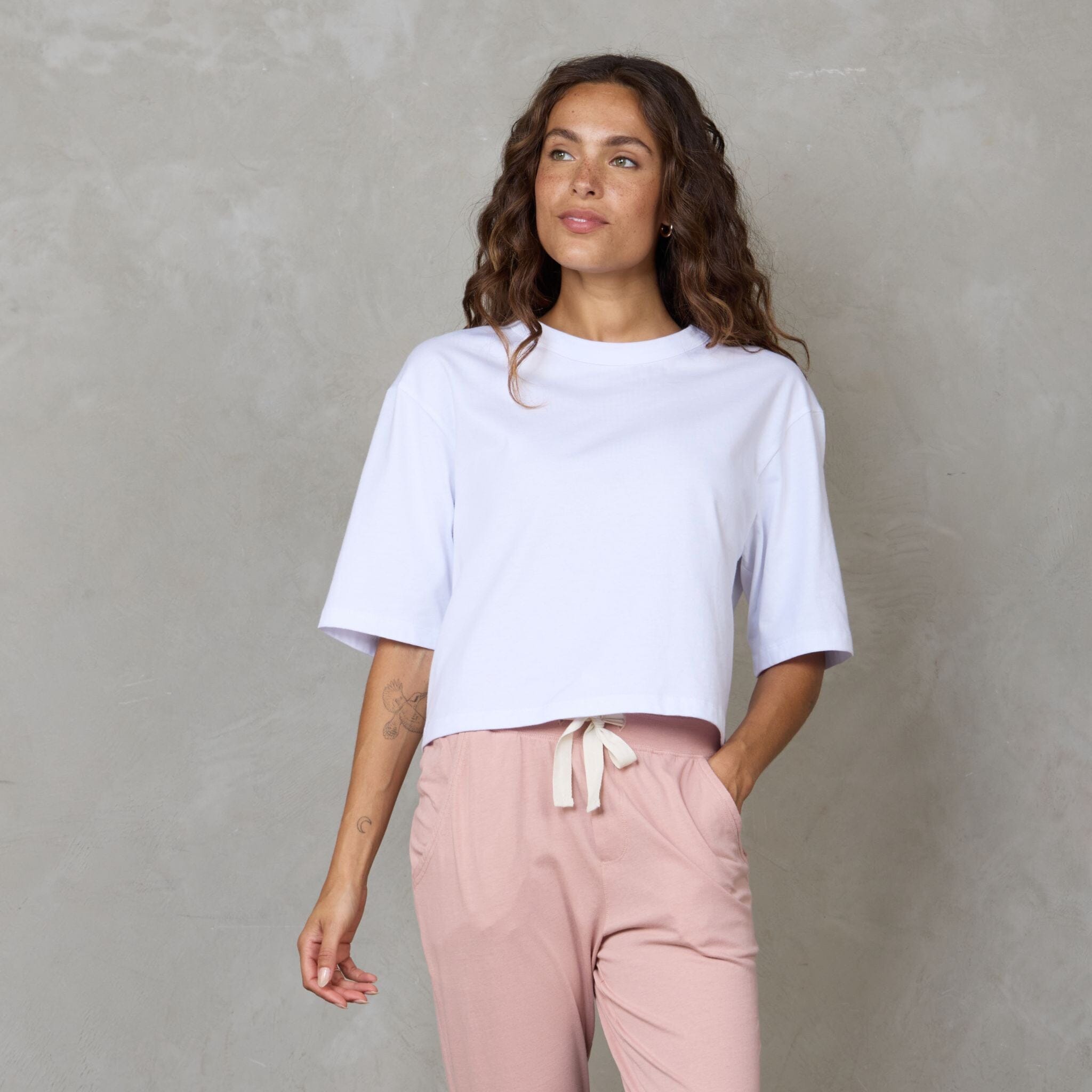 Luna Organic Cotton Cropped Tee White Tee Shirt Organic Crew