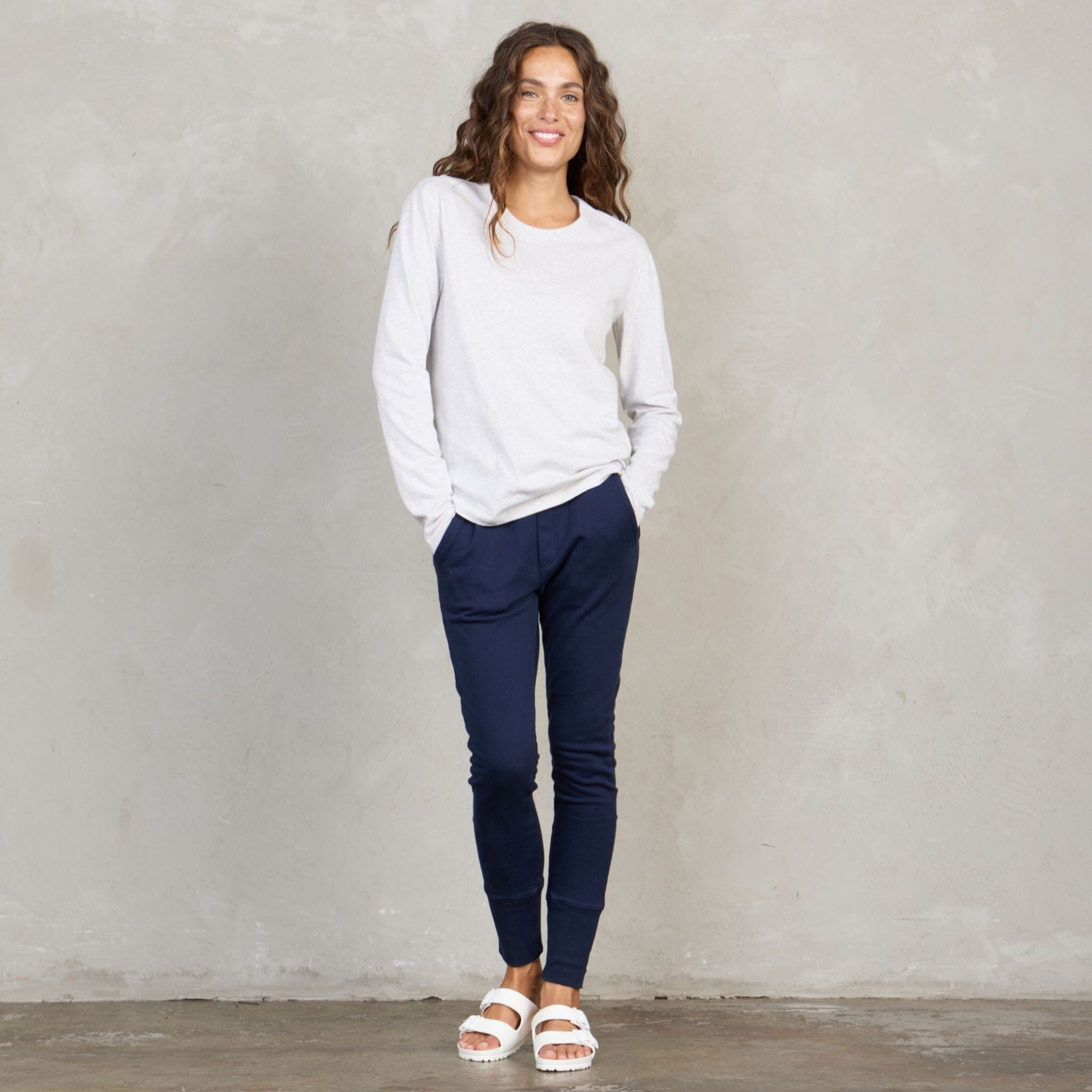 Lily Organic Cotton Long Sleeve Tee Grey Marle l/s tee Organic Crew