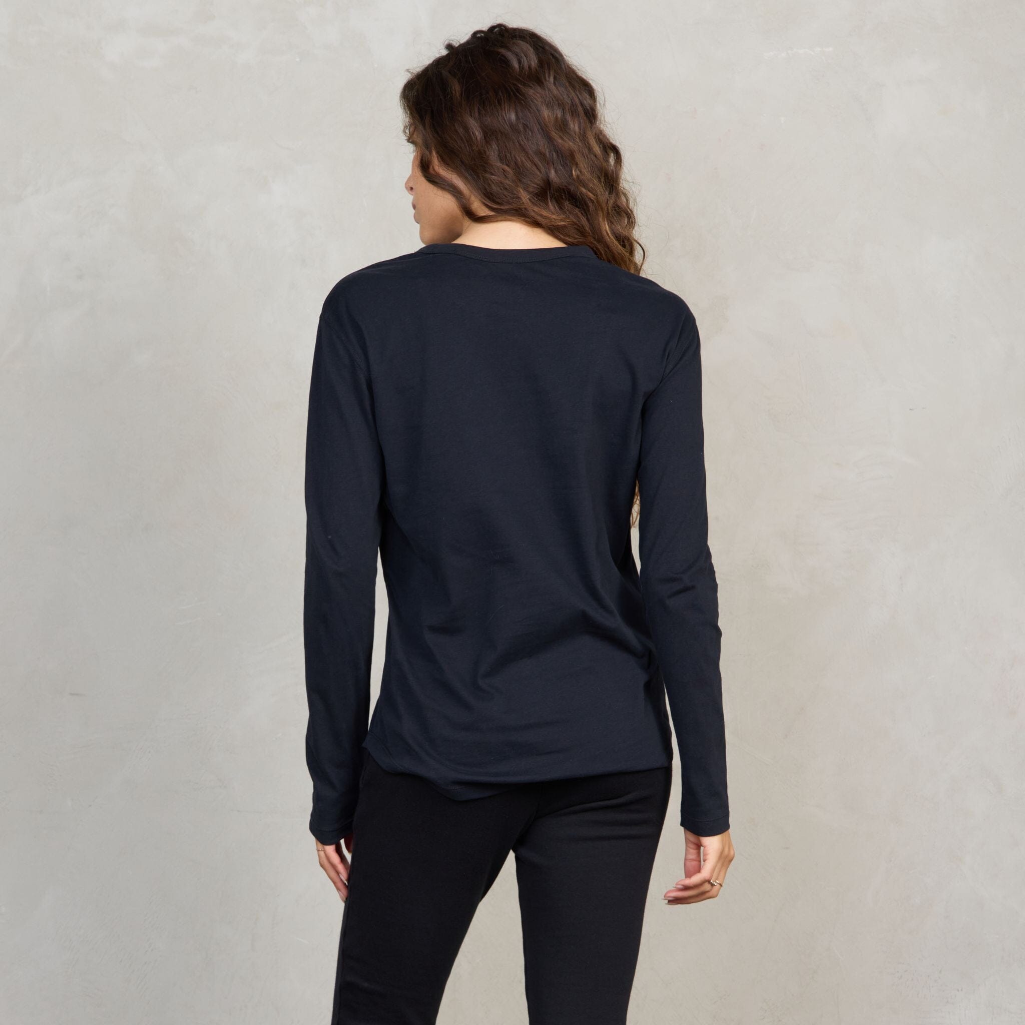 Lily Organic Cotton Long Sleeve Tee Black l/s tee Organic Crew