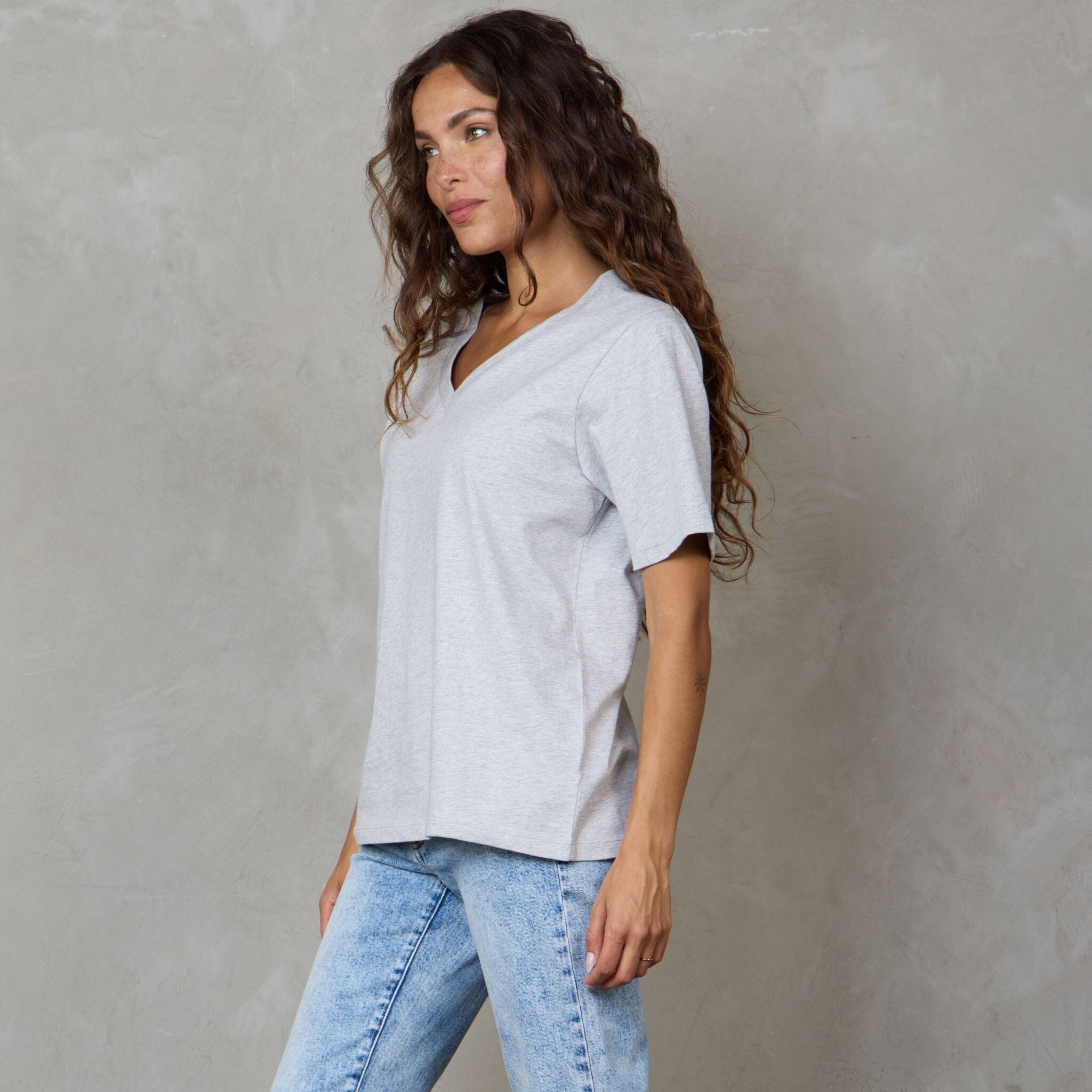 Vie Organic Cotton Tee Grey Tee Shirt Organic Crew