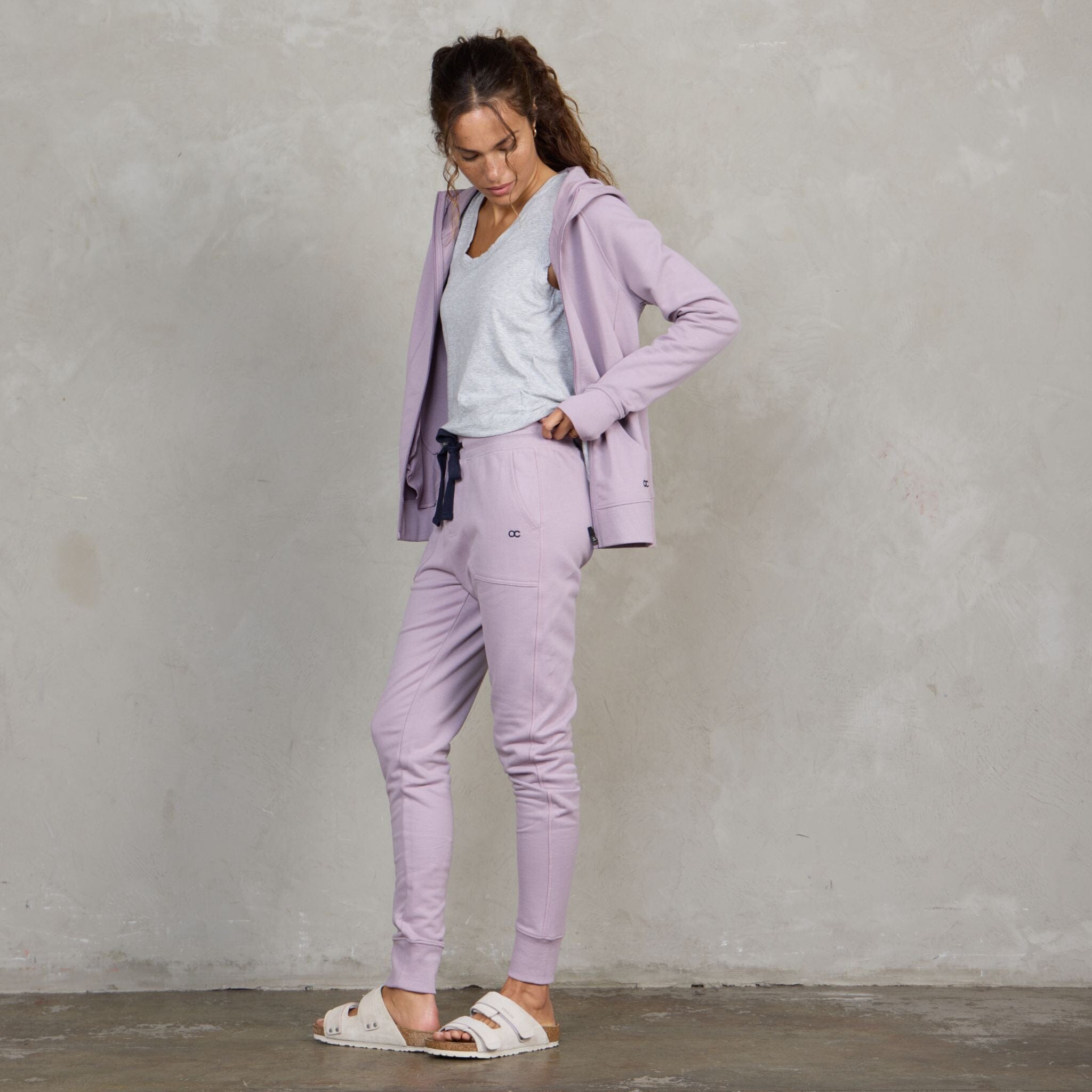 Chloe Organic Cotton Lux Touch Jogger Dusty Rose pants Organic Crew