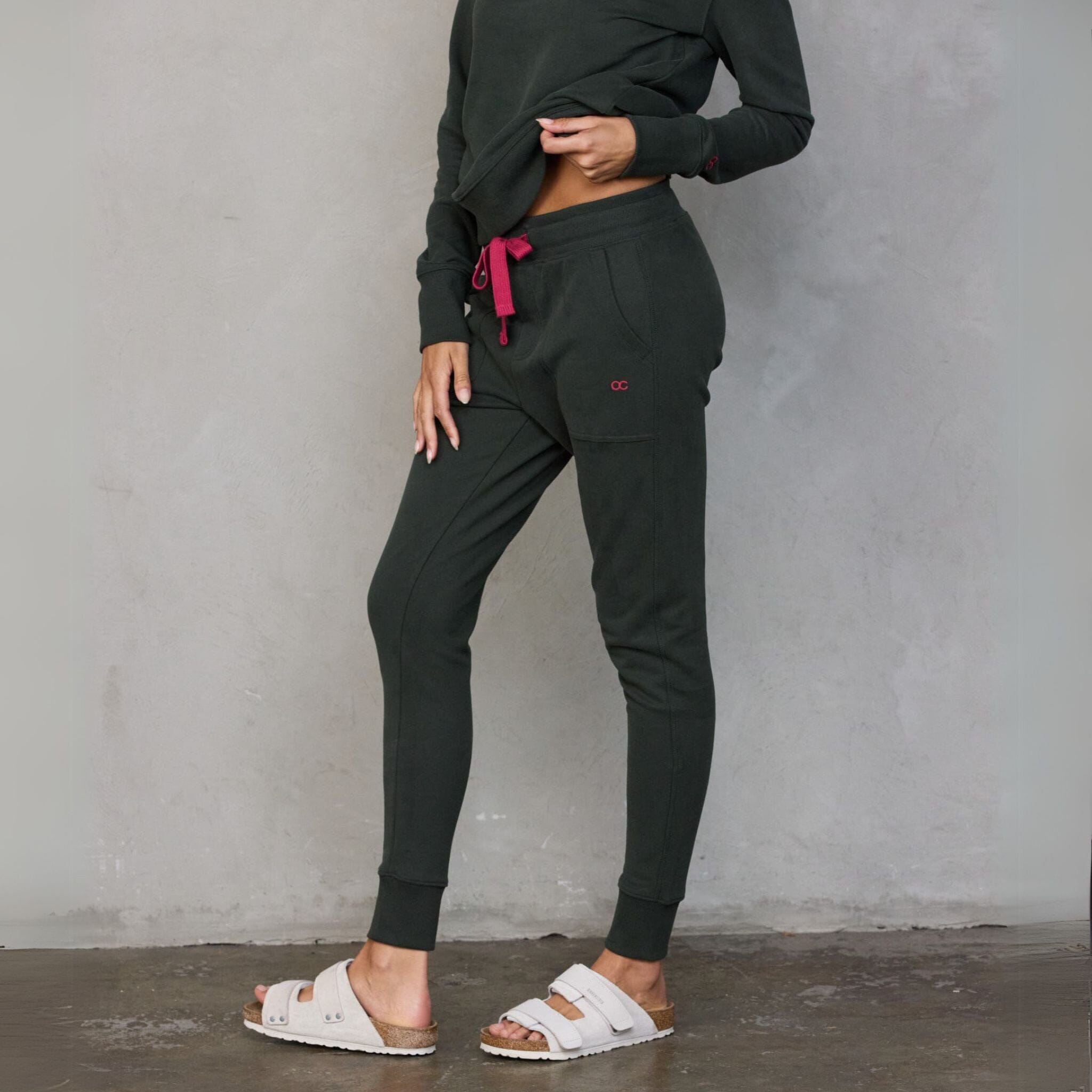 Chloe Lux Jogger Deep Khaki pants Organic Crew