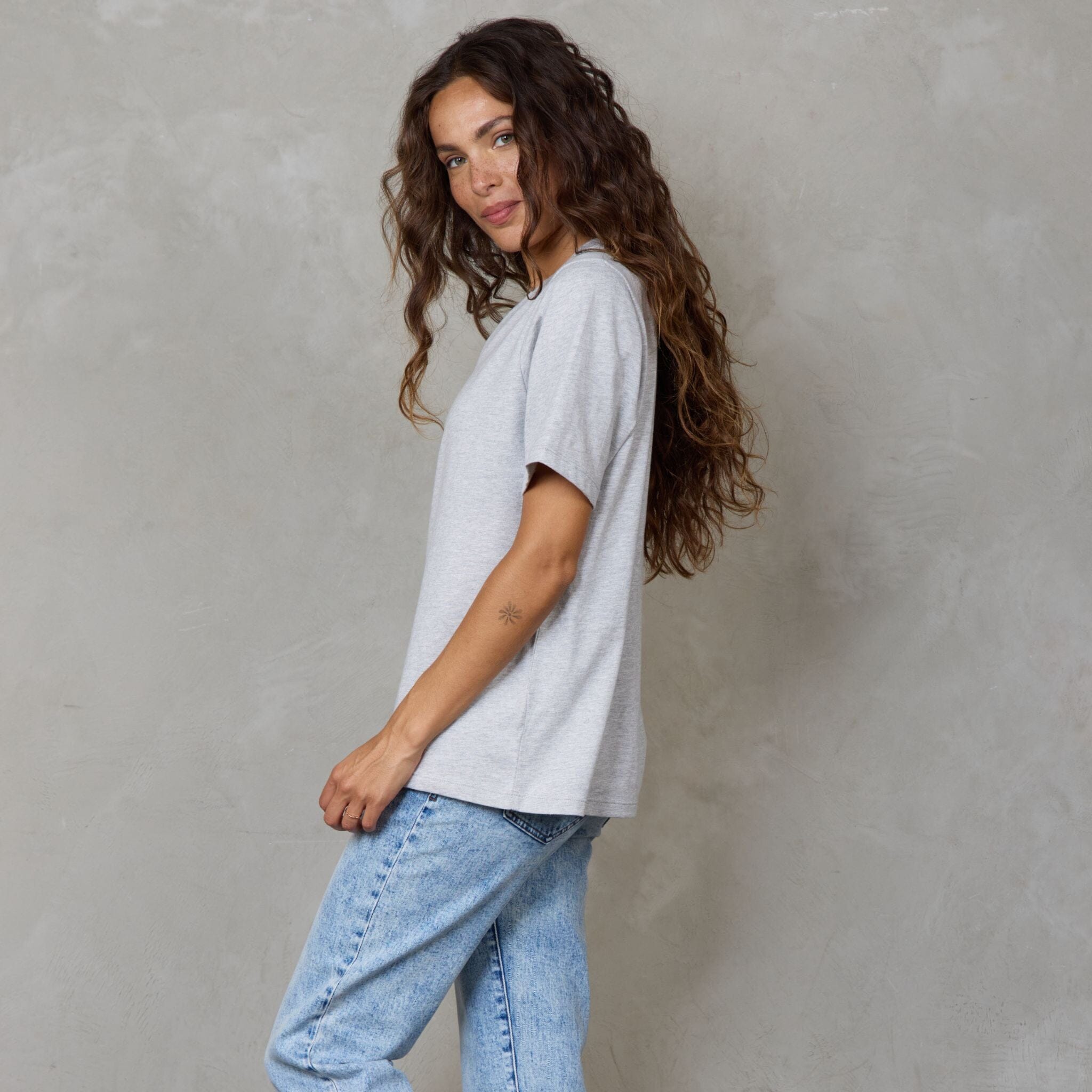 Vie Organic Cotton Tee Grey Tee Shirt Organic Crew