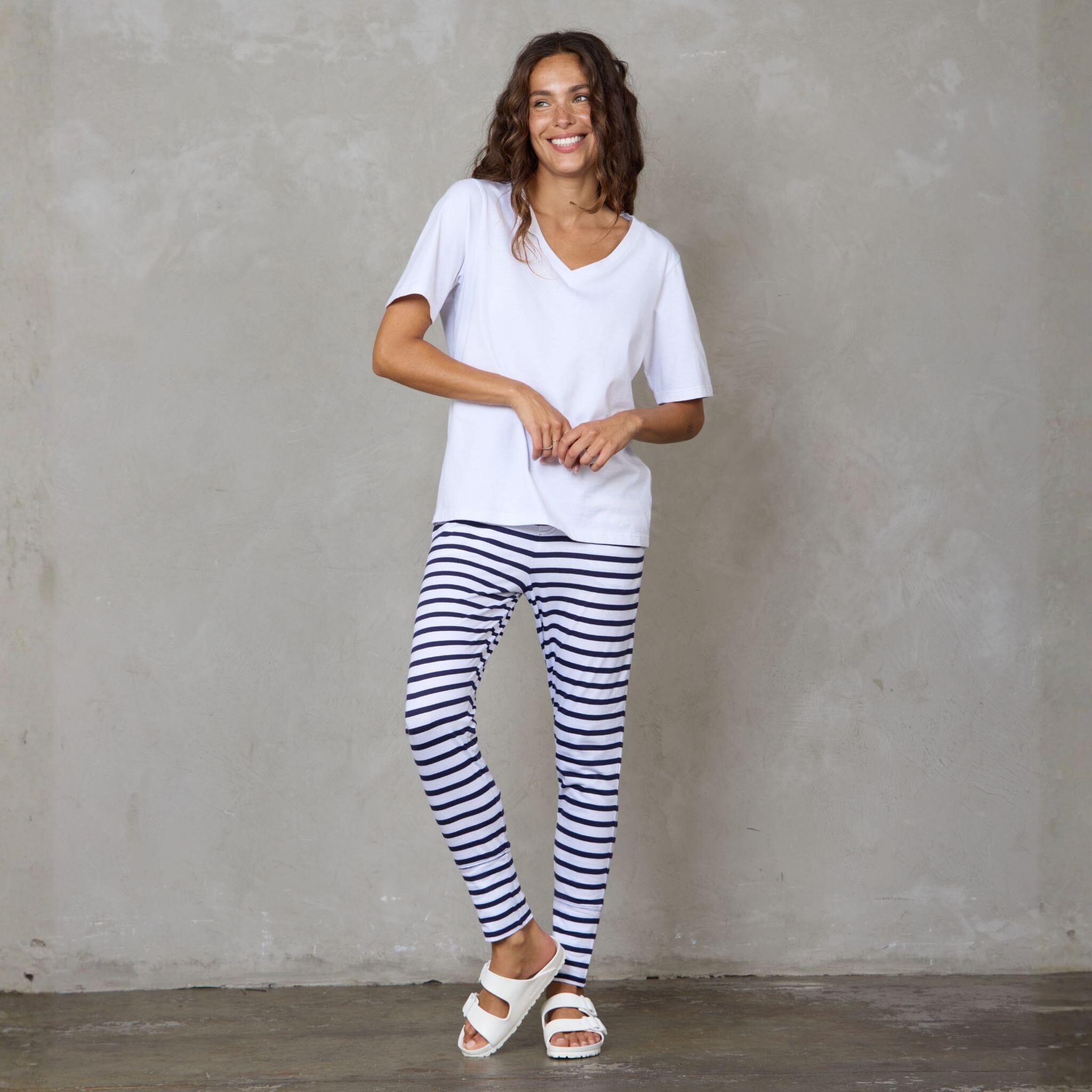 Lounge Pant Organic Cotton Navy & White Stripe pants Organic Crew