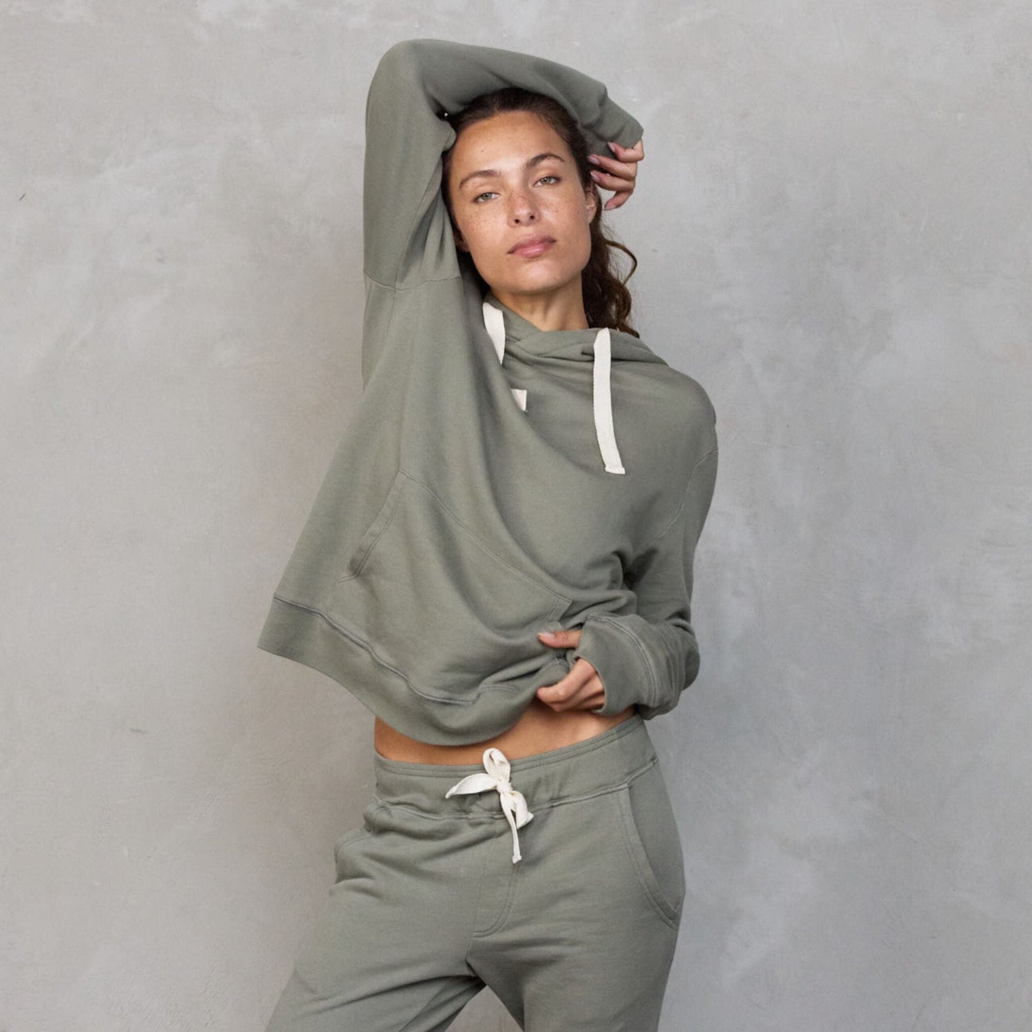 Hoodie Khaki Sweater Organic Crew