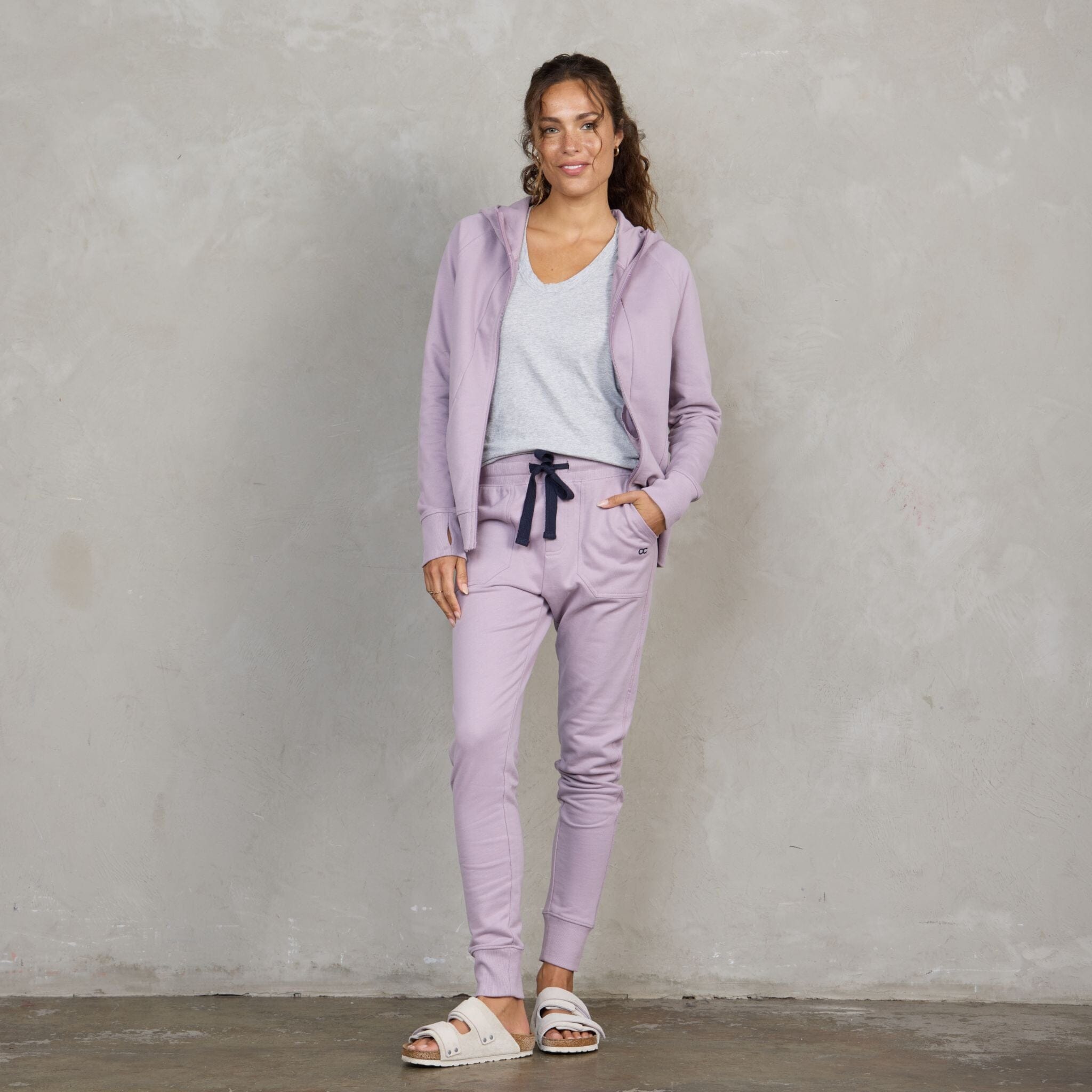 Chloe Organic Cotton Lux Touch Jogger Dusty Rose pants Organic Crew