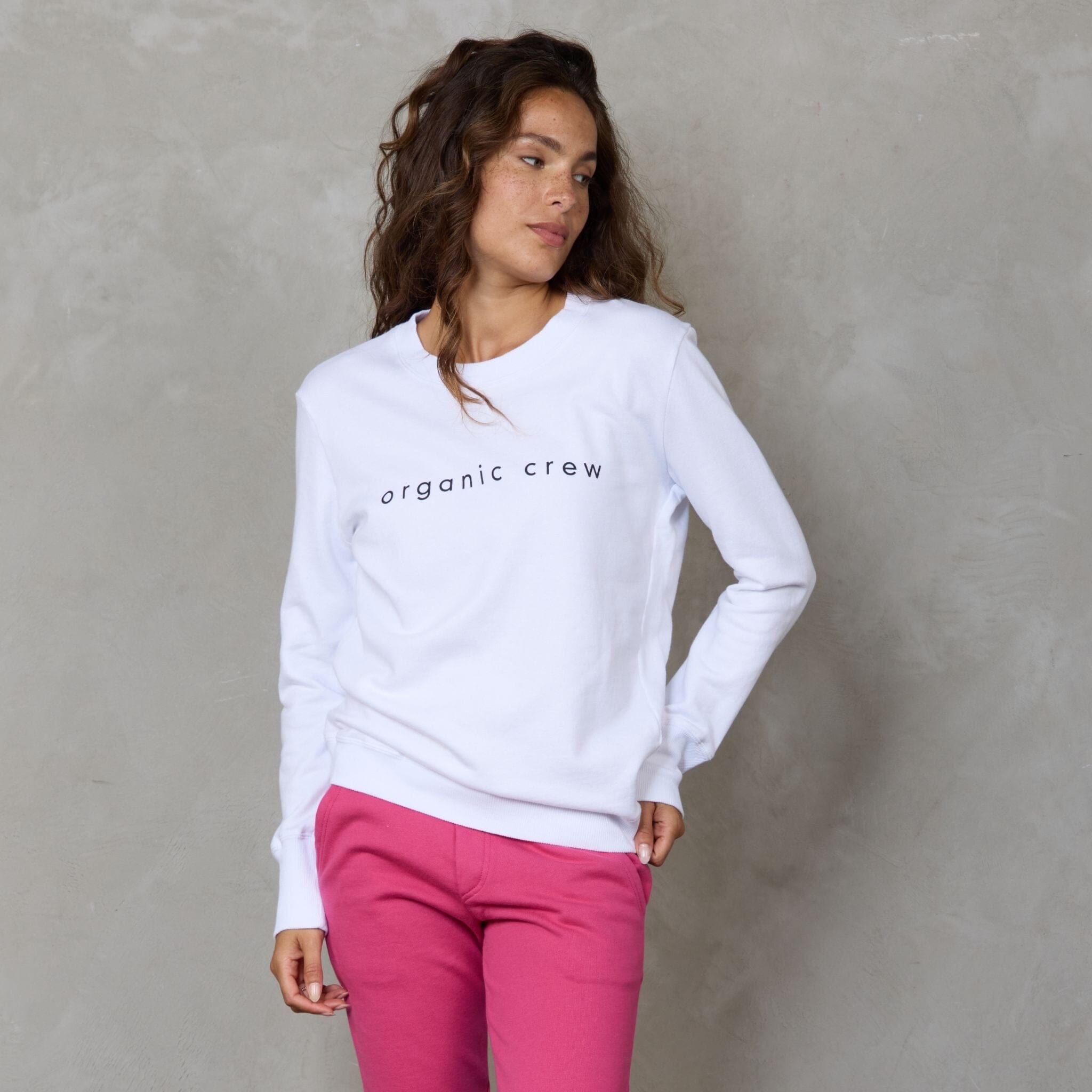 Boyfriend Organic Cotton Sweater Logo White Sweater Organic Crew