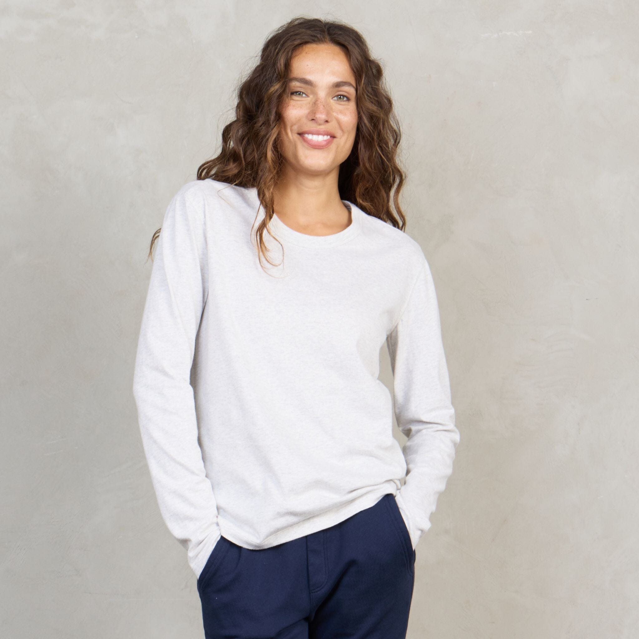 Lily Organic Cotton Long Sleeve Tee Grey Marle l/s tee Organic Crew