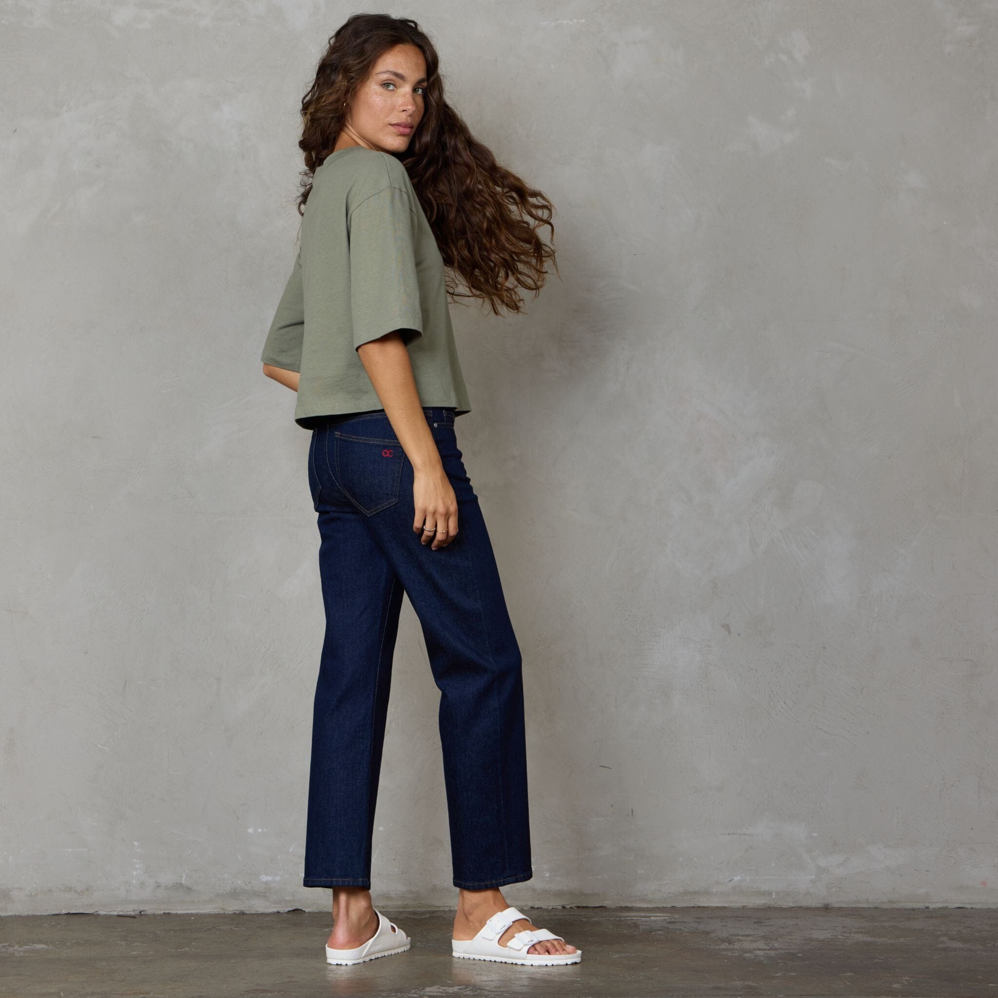 Luna Organic Cotton Cropped Tee Khaki Tee Shirt Organic Crew