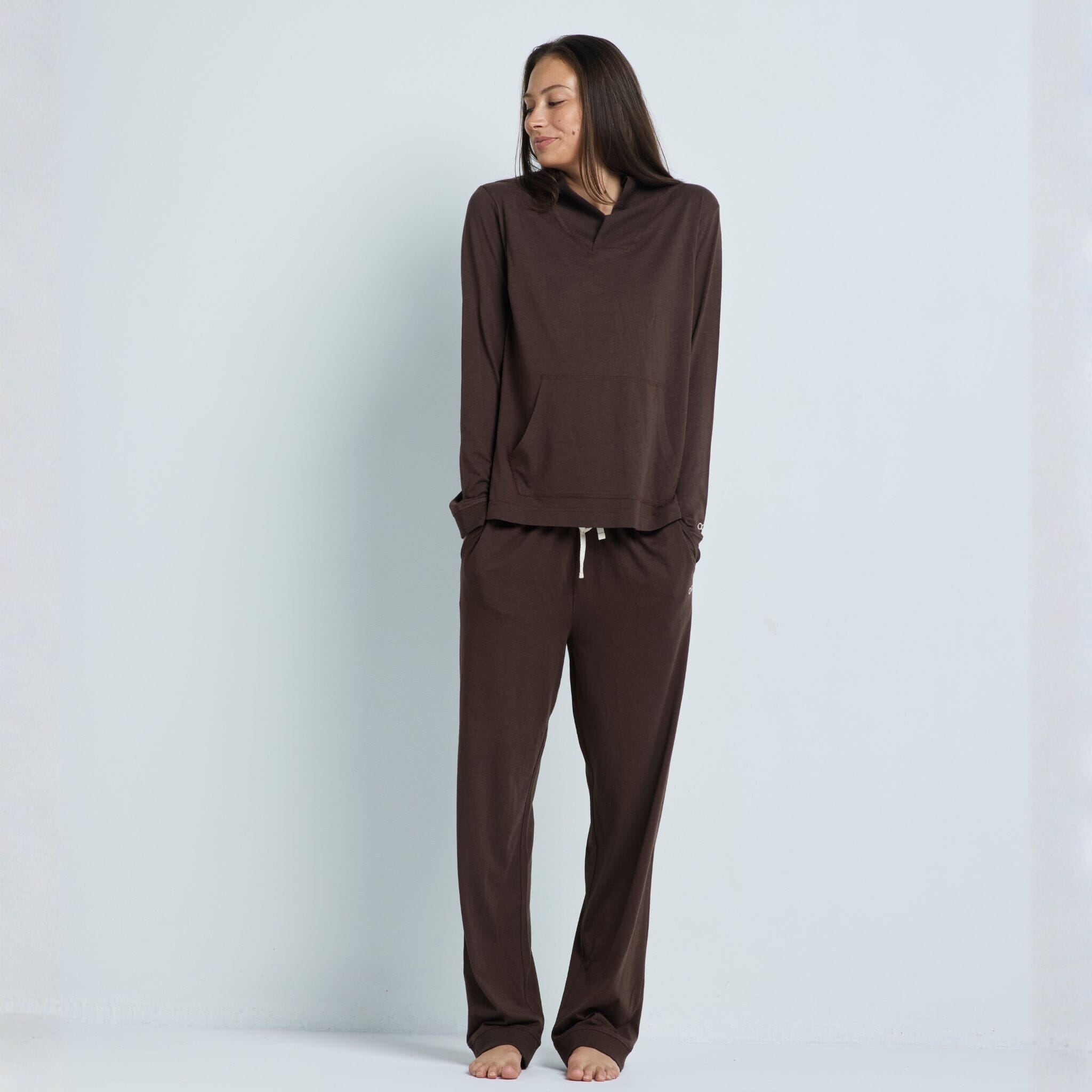 Alexi Bamboo & Organic Cotton Travel Suit Chocolate (2-Piece Ensemble) Lounge Suit Organic Crew