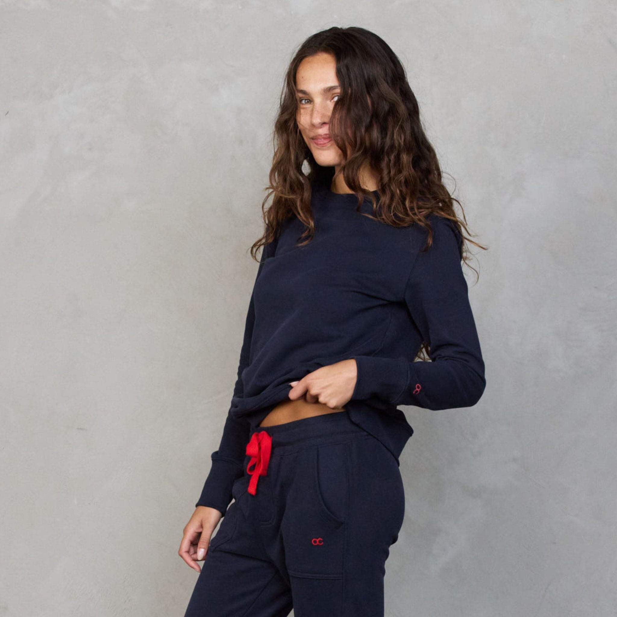 Chloe Lux Jogger Navy pants Organic Crew