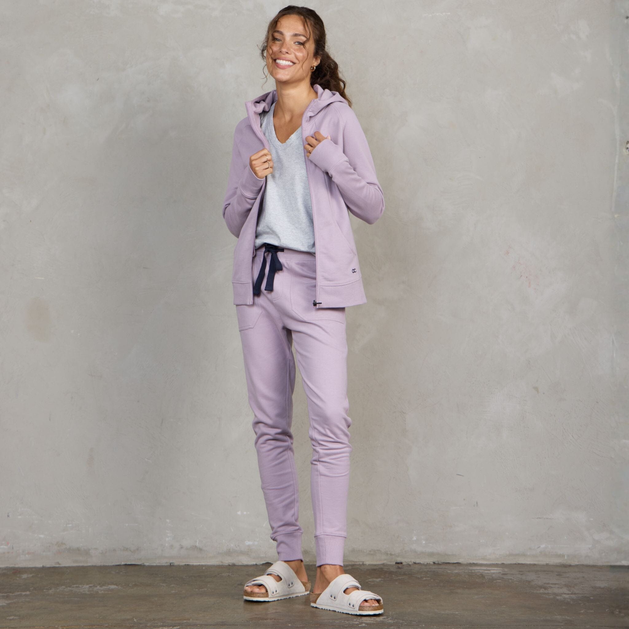 Chloe Organic Cotton Lux Touch Jogger Dusty Rose pants Organic Crew