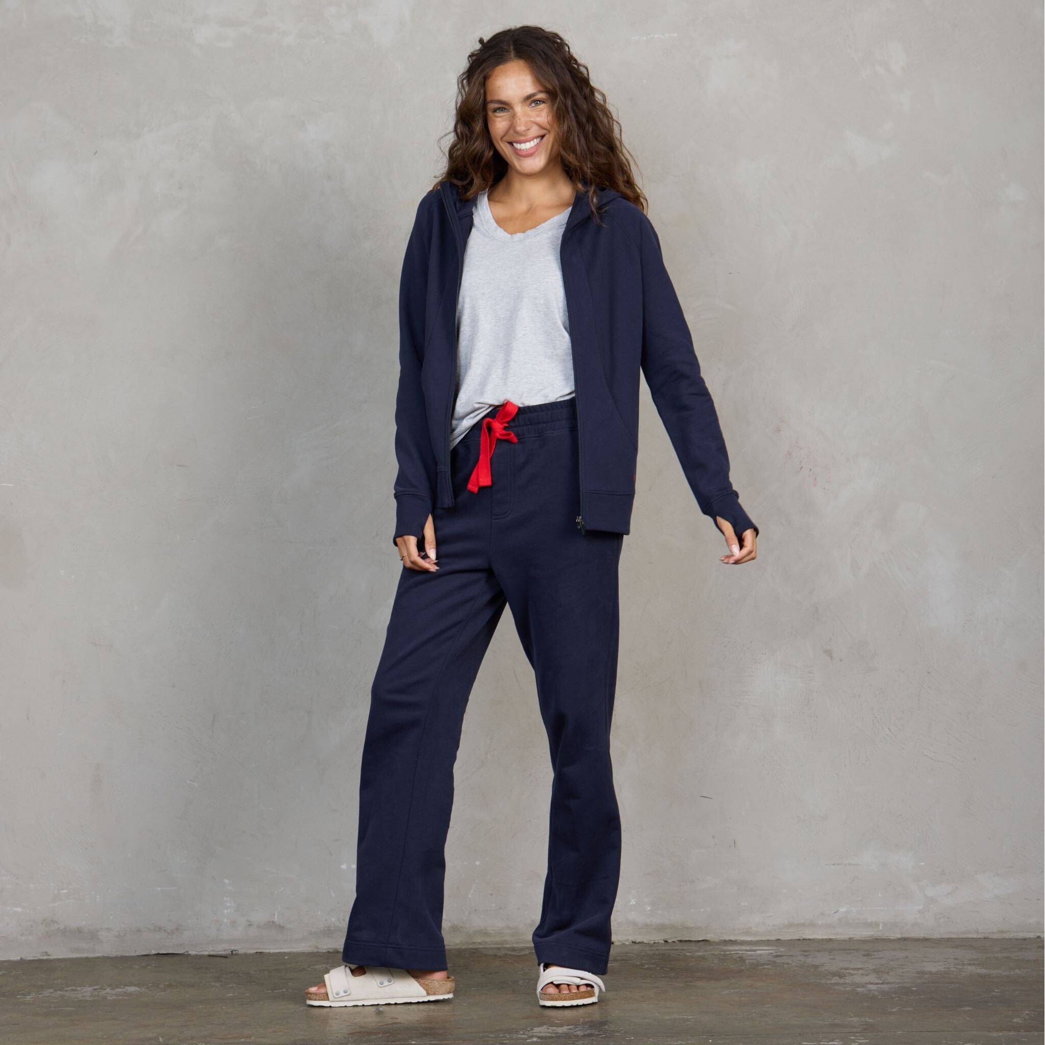 Chloe Organic Cotton Lux Touch Straight Leg Pant Navy pants Organic Crew