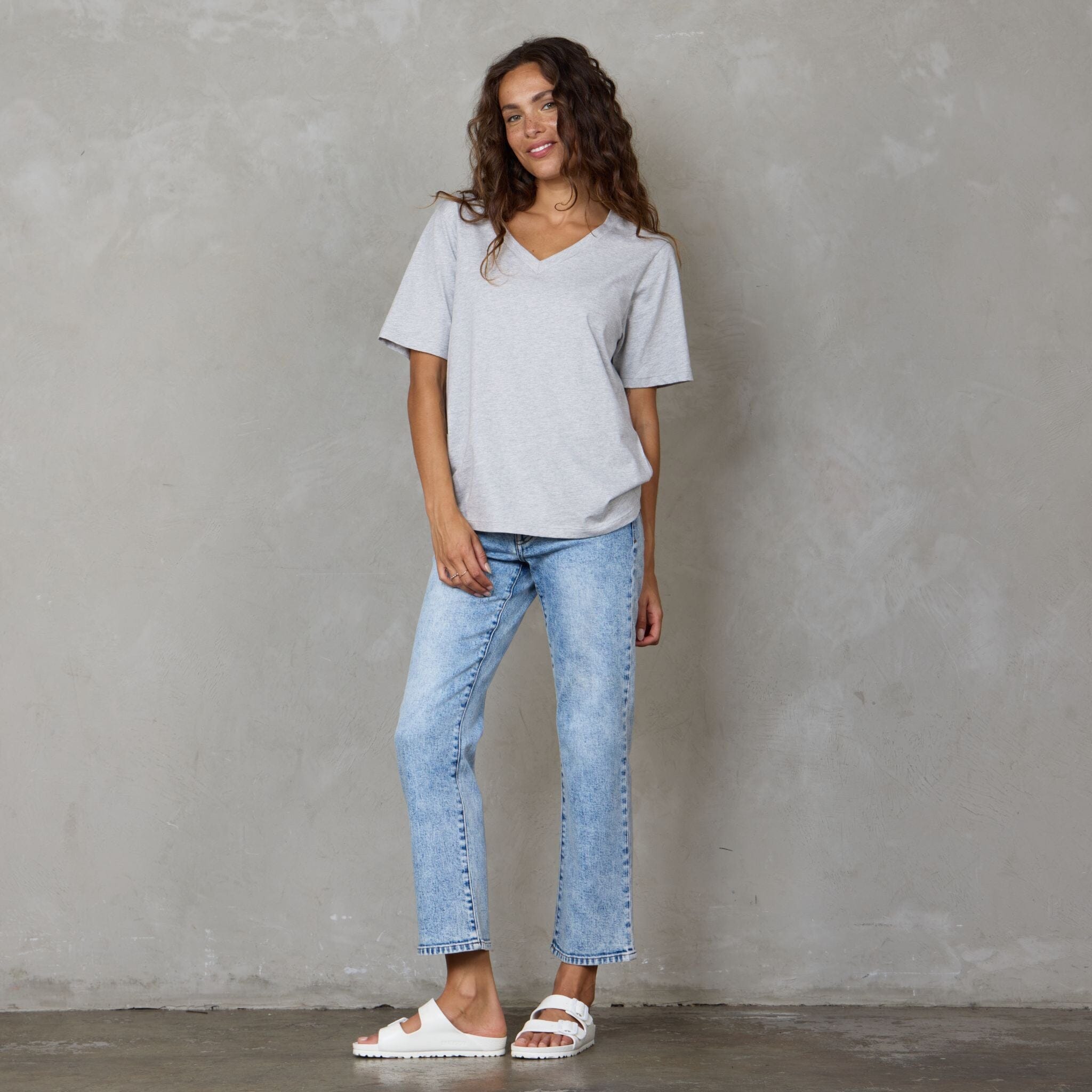 Vie Organic Cotton Tee Grey Tee Shirt Organic Crew