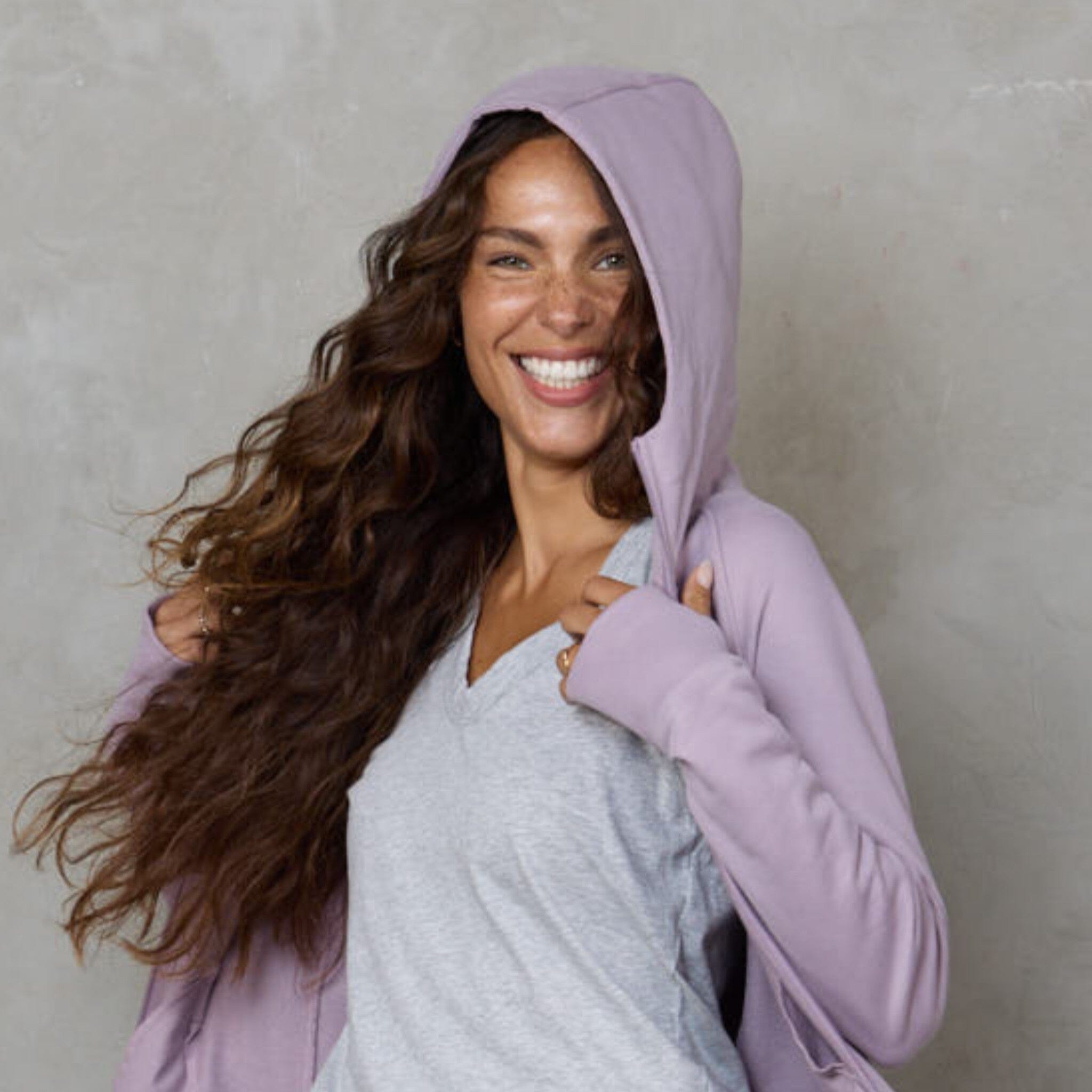 Chloe Zip Up Organic Cotton Lux Touch Hoodie Dusty Rose pants Organic Crew