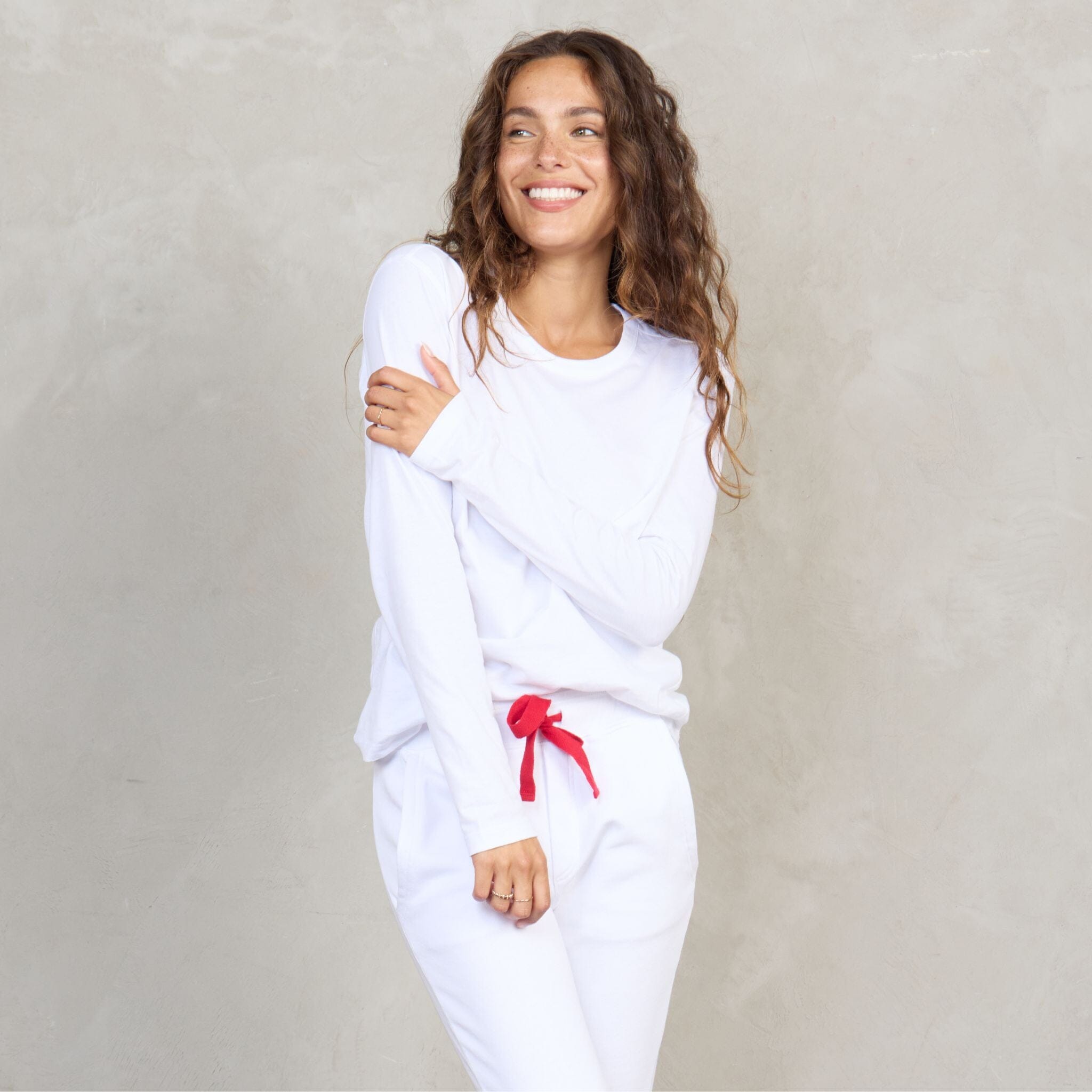 Lily Organic Cotton Long Sleeve Tee White l/s tee Organic Crew
