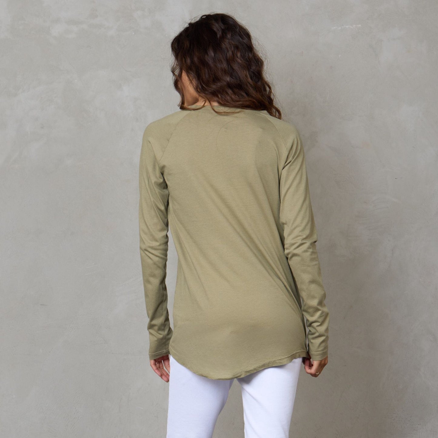 Layer Me Long Sleeve Organic Cotton Tee Khaki l/s tee Organic Crew