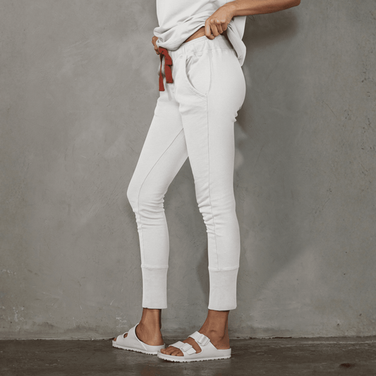 Crew Pant White with Contrast Red Drawstring pants Organic Crew
