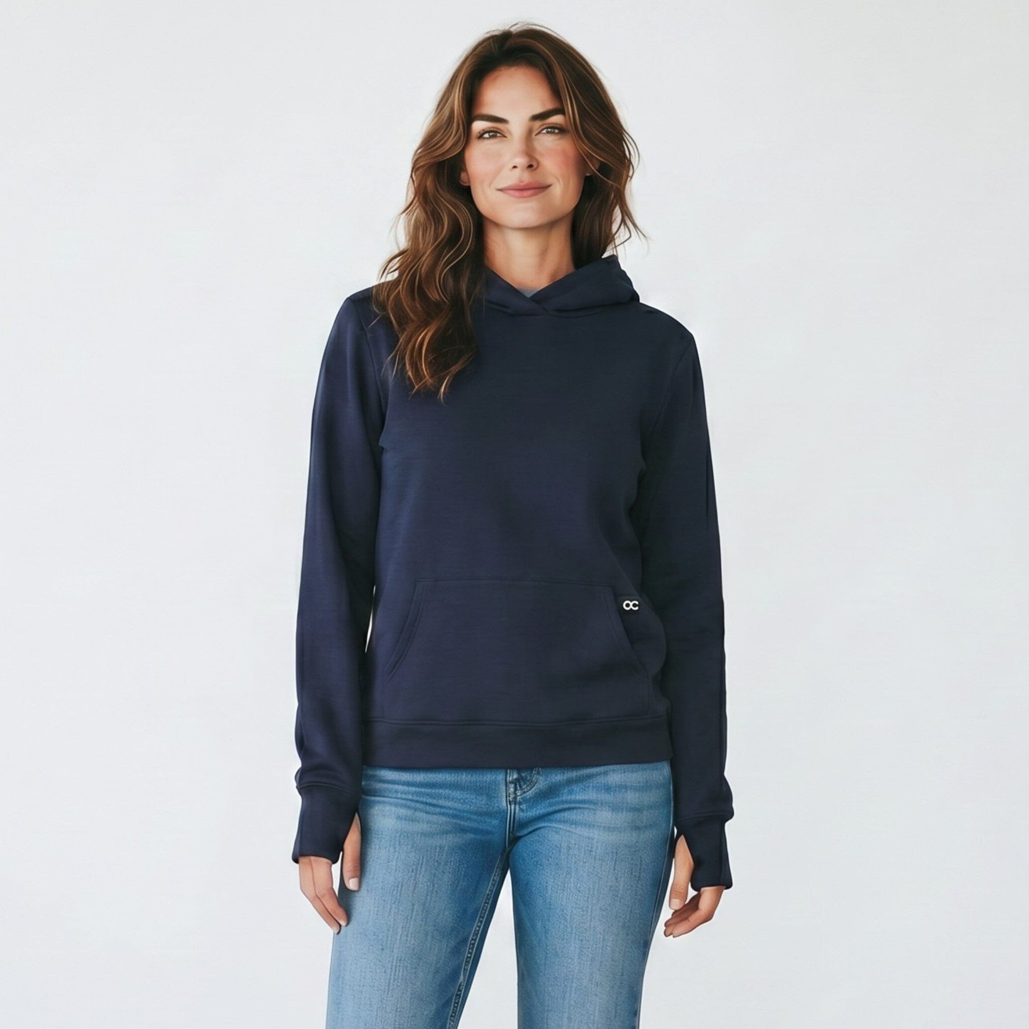 Fleece Slouchy Organic Cotton Hoodie Navy Sweater Organic Crew