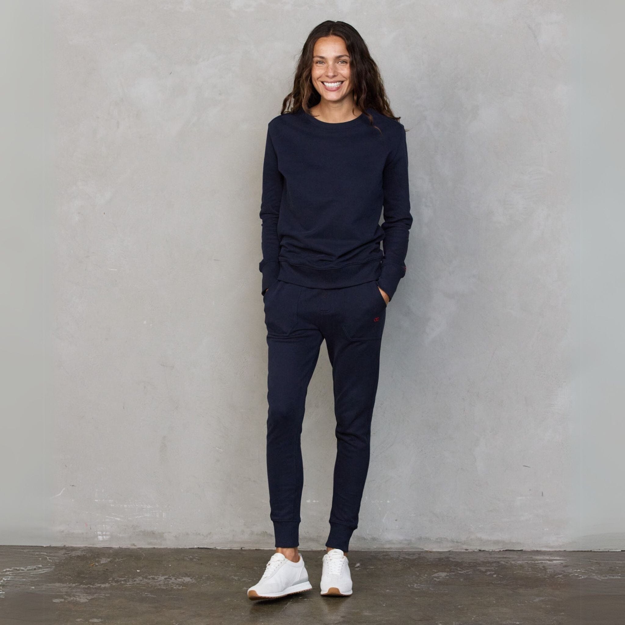 Chloe Lux Jogger Navy pants Organic Crew