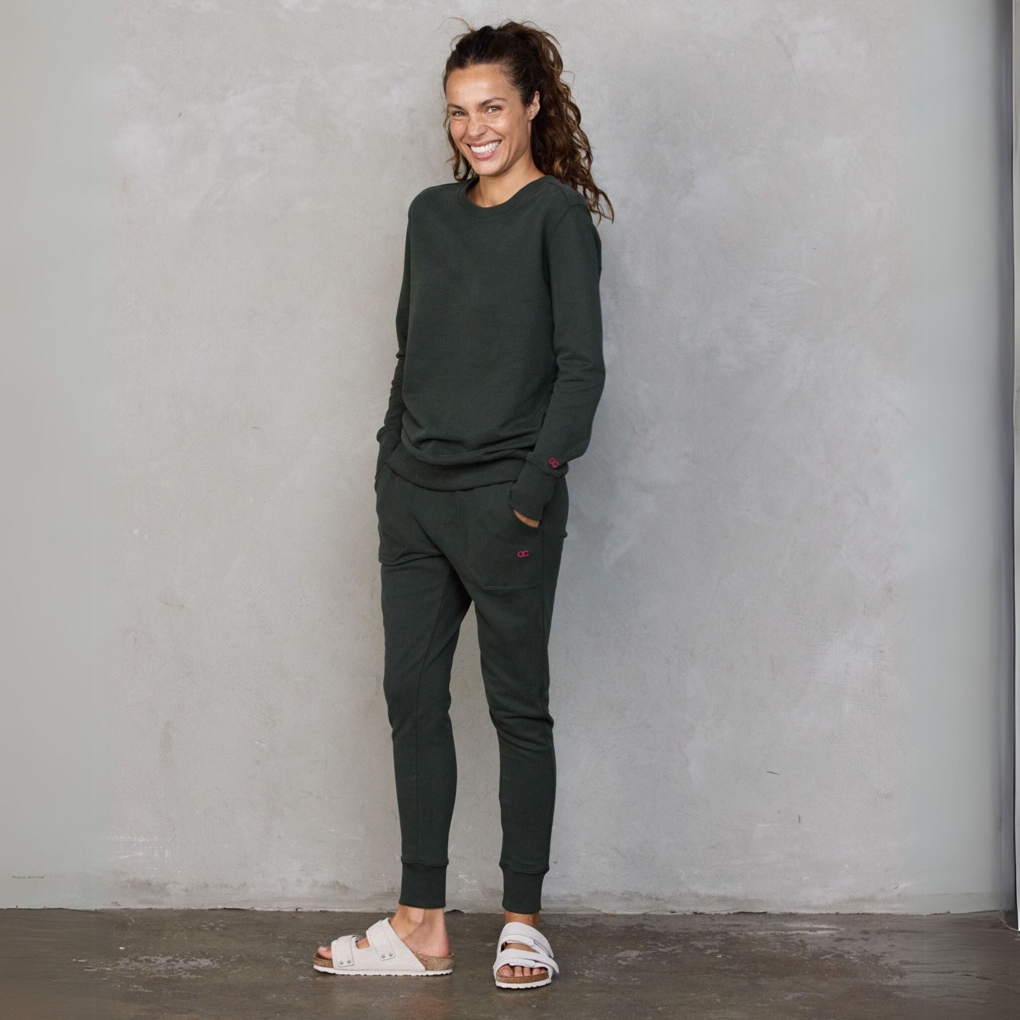 Chloe Lux Jogger Deep Khaki pants Organic Crew