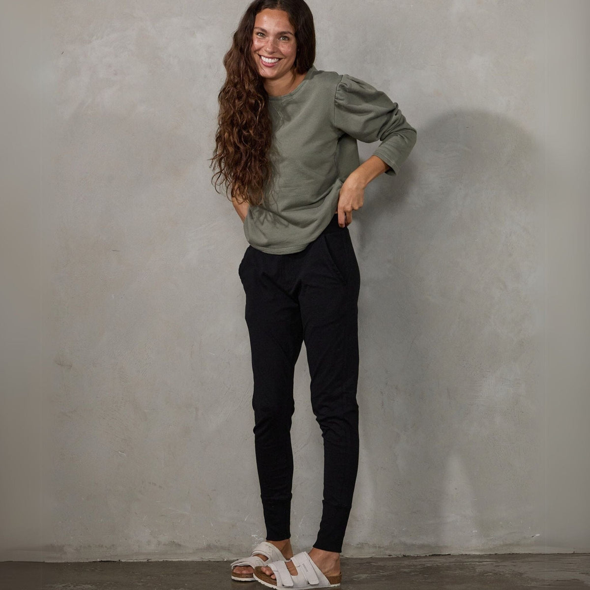 Lounge Pant Black (natural drawstring) pants Organic Crew