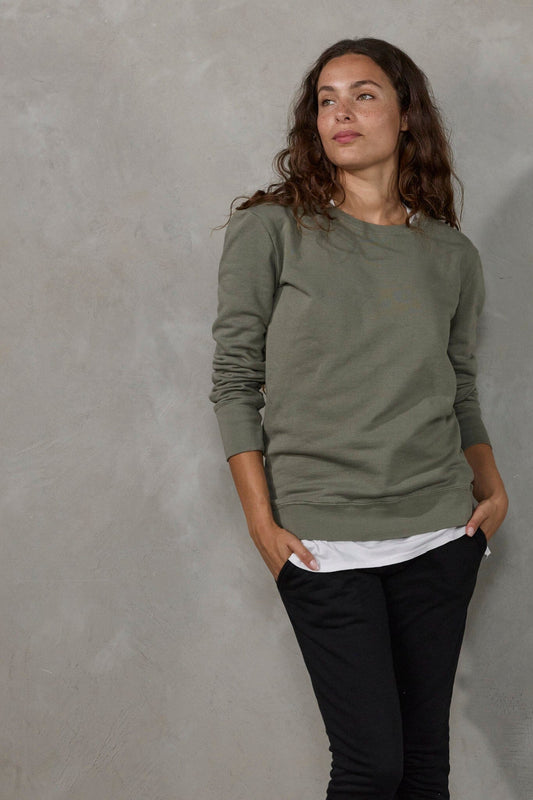 Boyfriend Sweater Khaki Sweater Organic Crew 