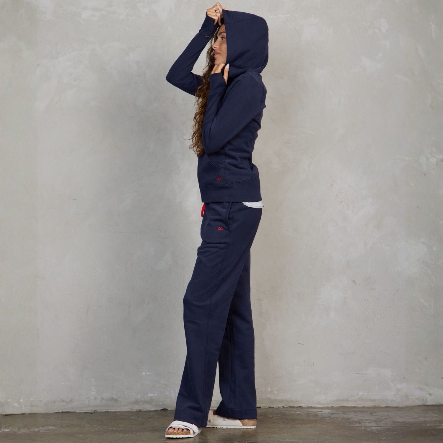 Chloe Organic Cotton Lux Touch Straight Leg Pant Navy pants Organic Crew 