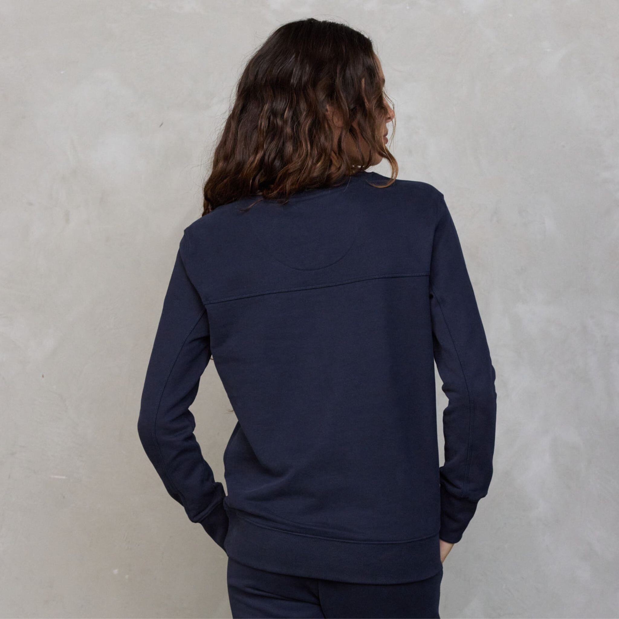 Chloe Lux Touch Sweater Navy pants Organic Crew 