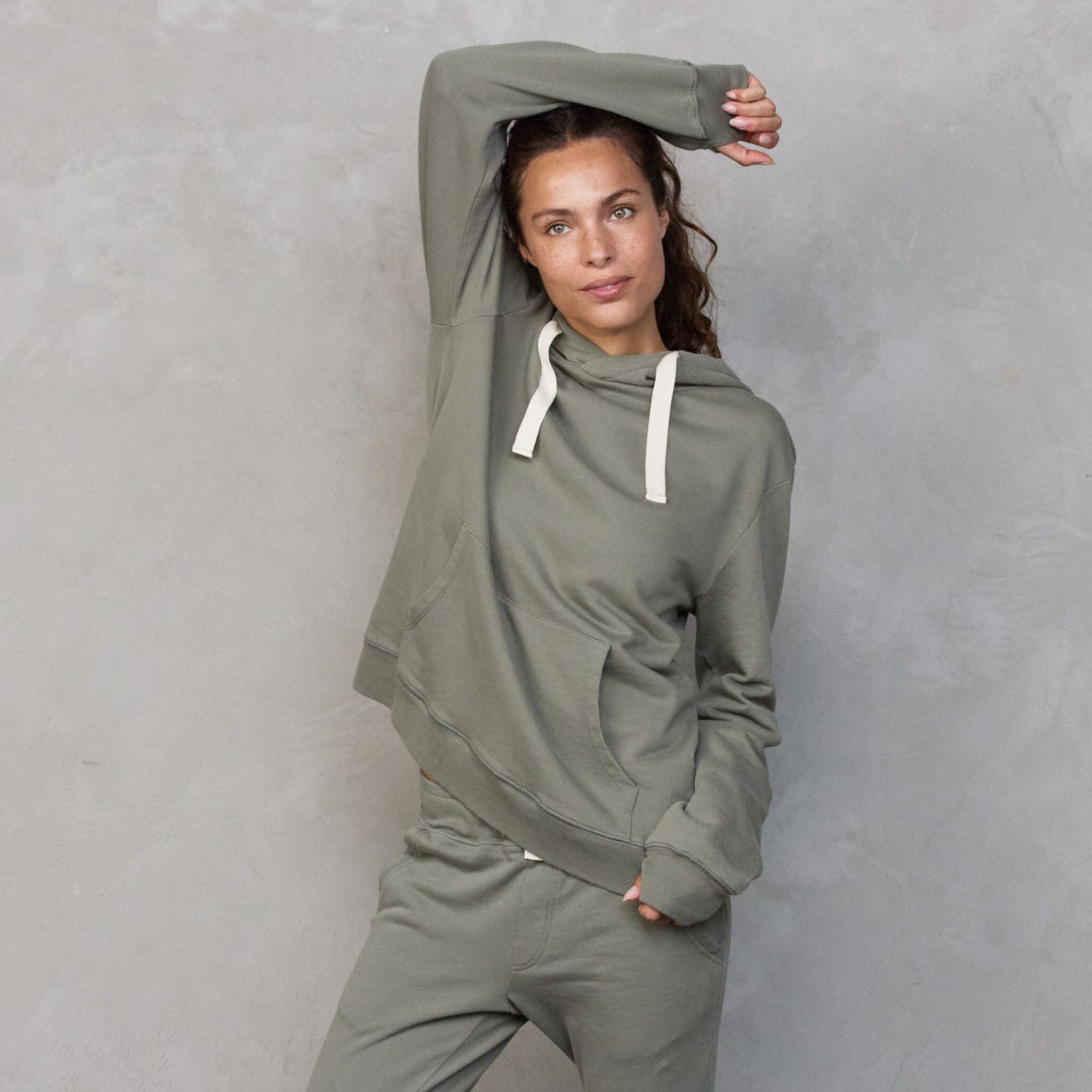 Hoodie Khaki Sweater Organic Crew 