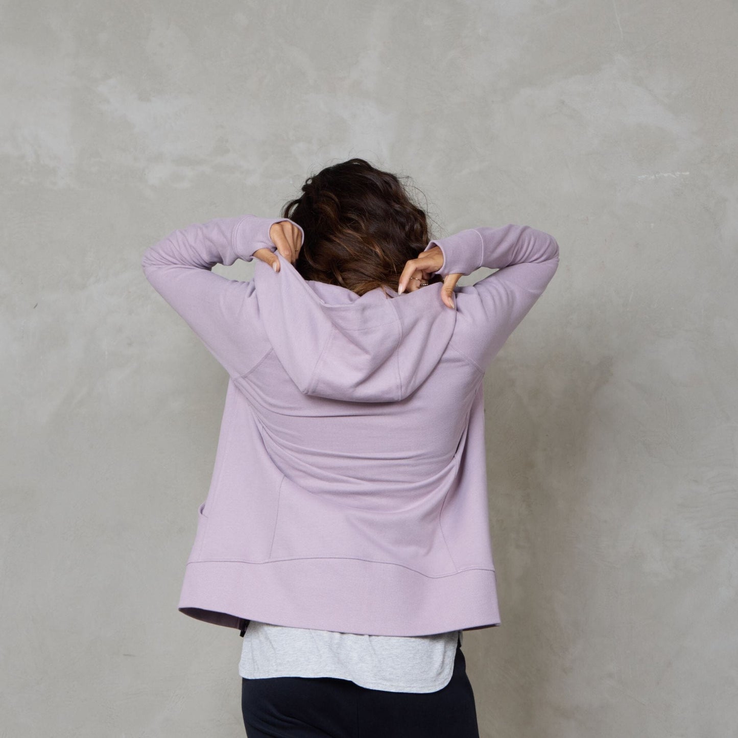 Chloe Zip Through Organic Cotton Lux Touch Hoodie Navy pants Organic Crew 