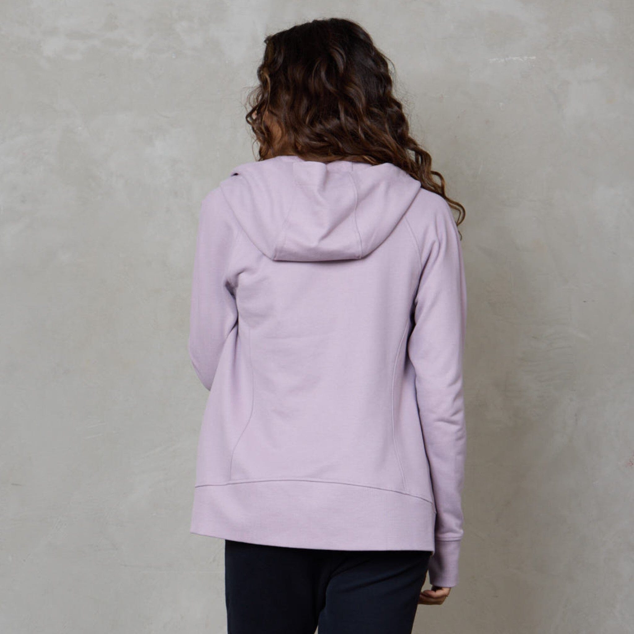 Chloe Zip Up Organic Cotton Lux Touch Hoodie Dusty Rose pants Organic Crew 