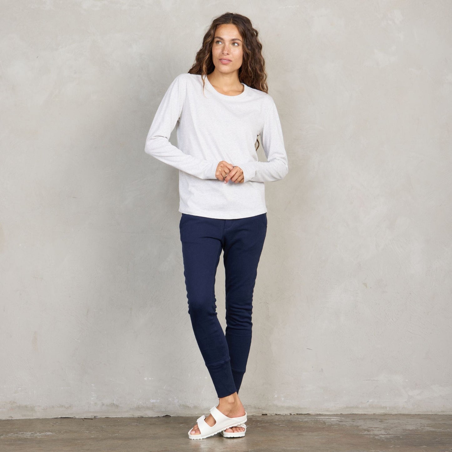 Lily Organic Cotton Long Sleeve Tee Grey Marle l/s tee Organic Crew 