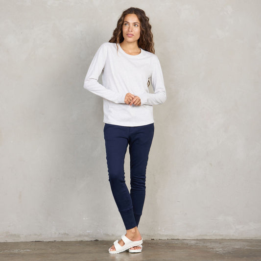 Lily Organic Cotton Long Sleeve Tee Grey Marle l/s tee Organic Crew