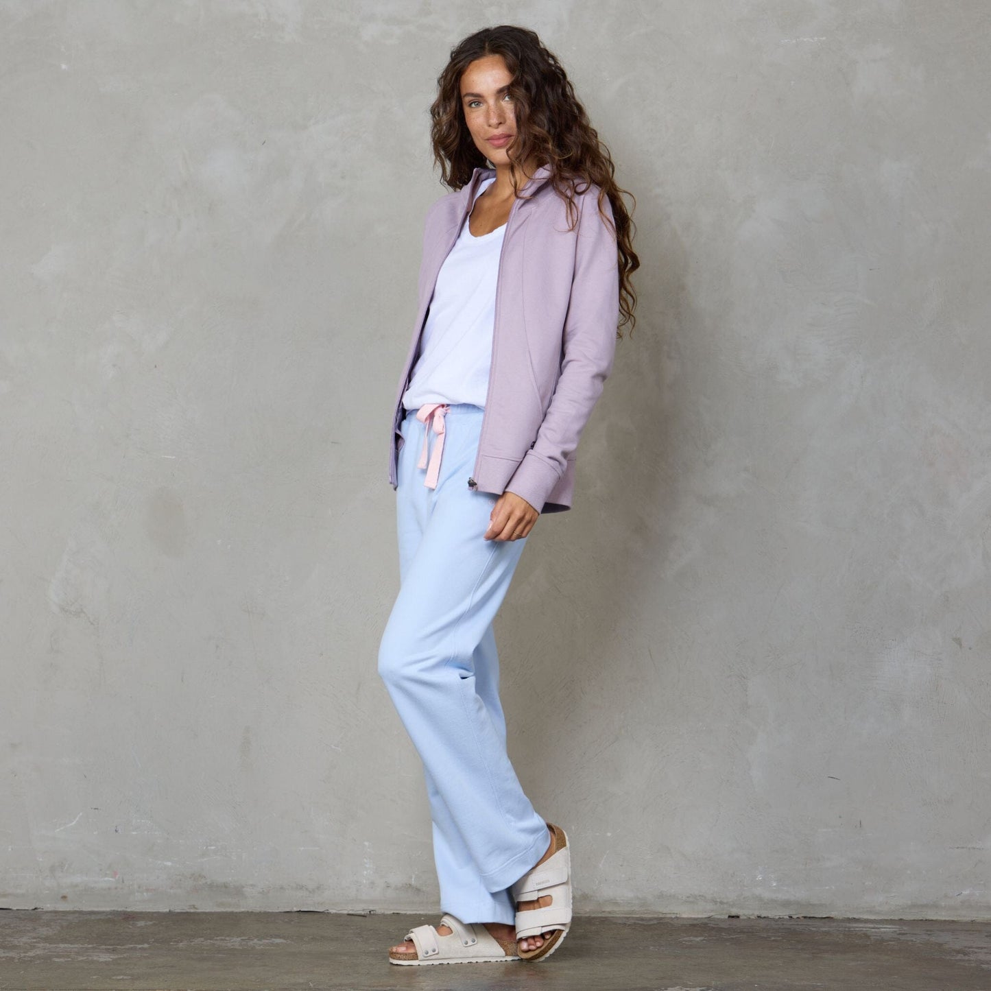 Chloe Organic Cotton Lux Touch Straight Leg Pant Baby Blue pants Organic Crew 