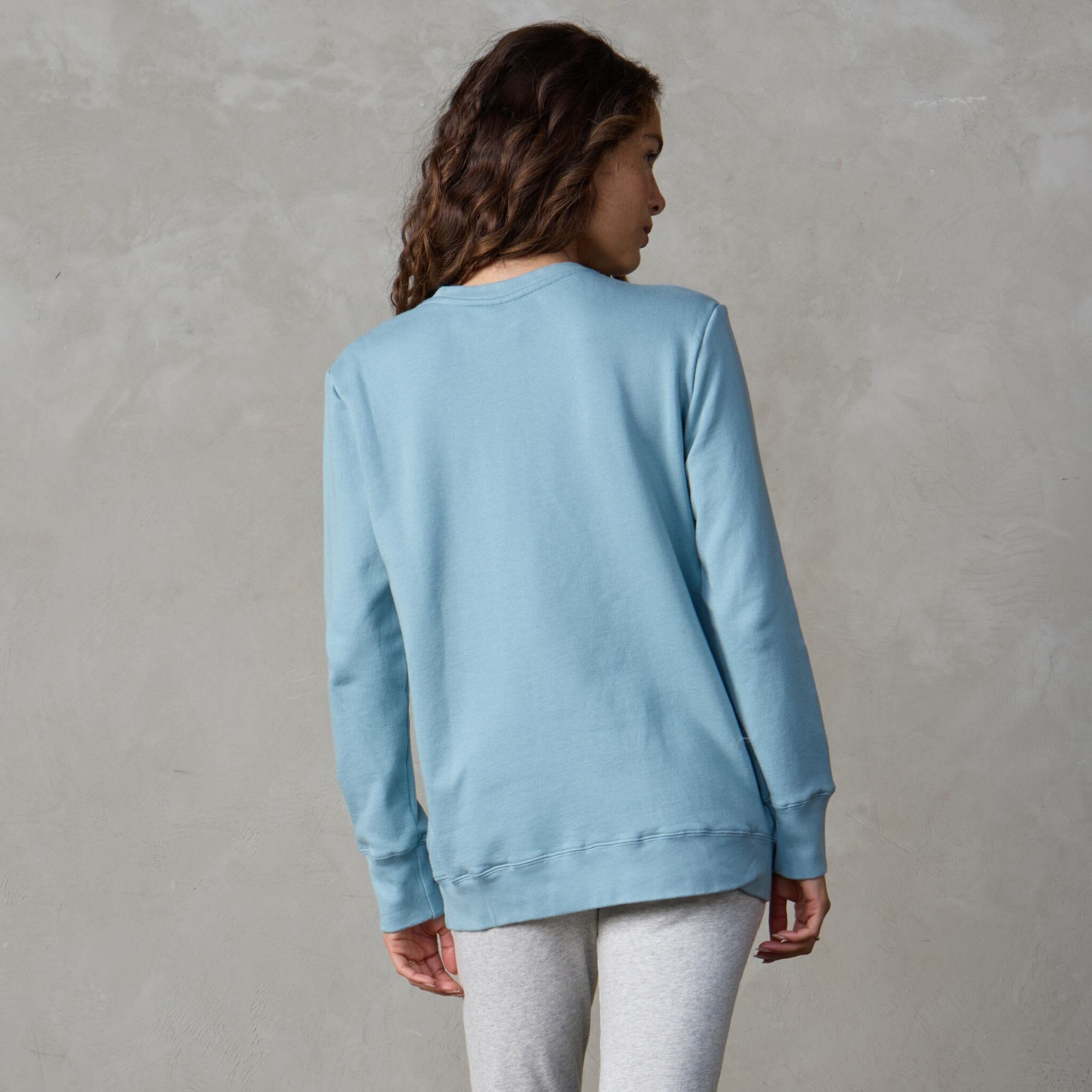 Boyfriend Organic Cotton Logo Sweater Steel Blue Sweater Organic Crew 