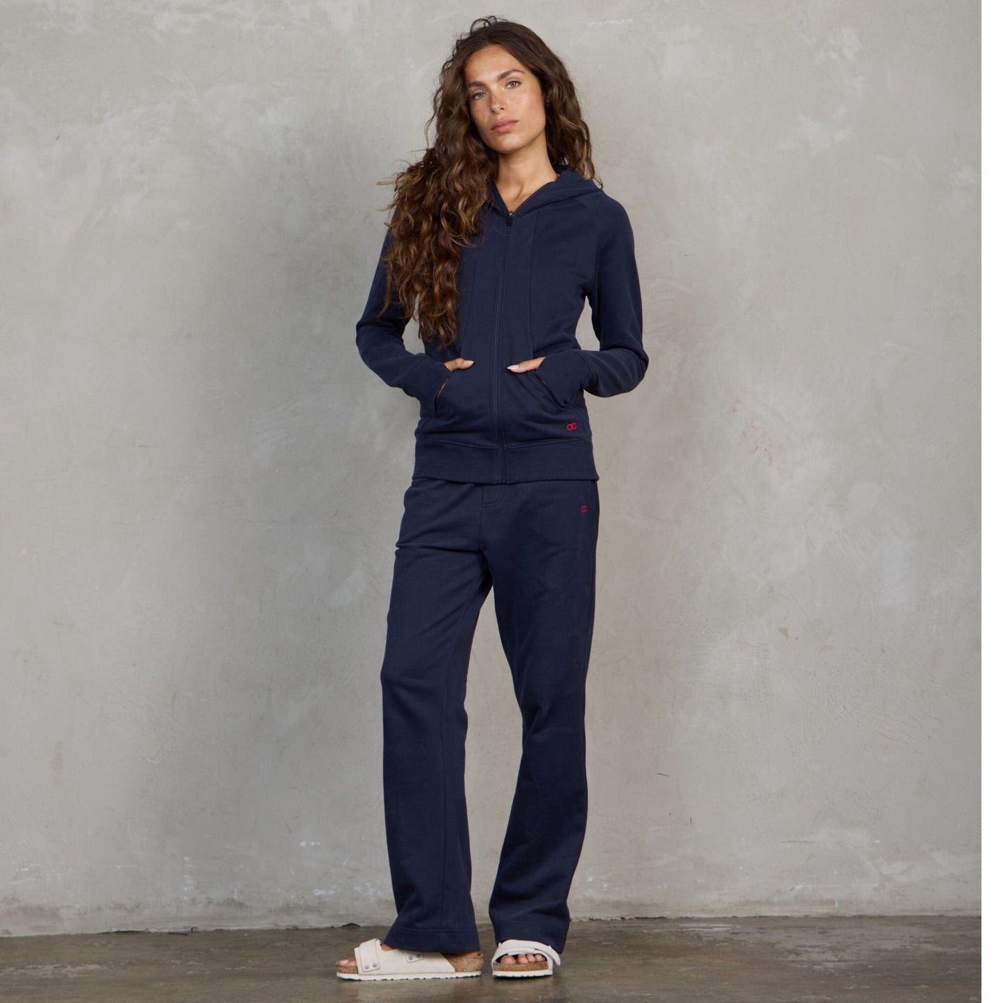 Chloe Organic Cotton Lux Touch Straight Leg Pant Navy pants Organic Crew 