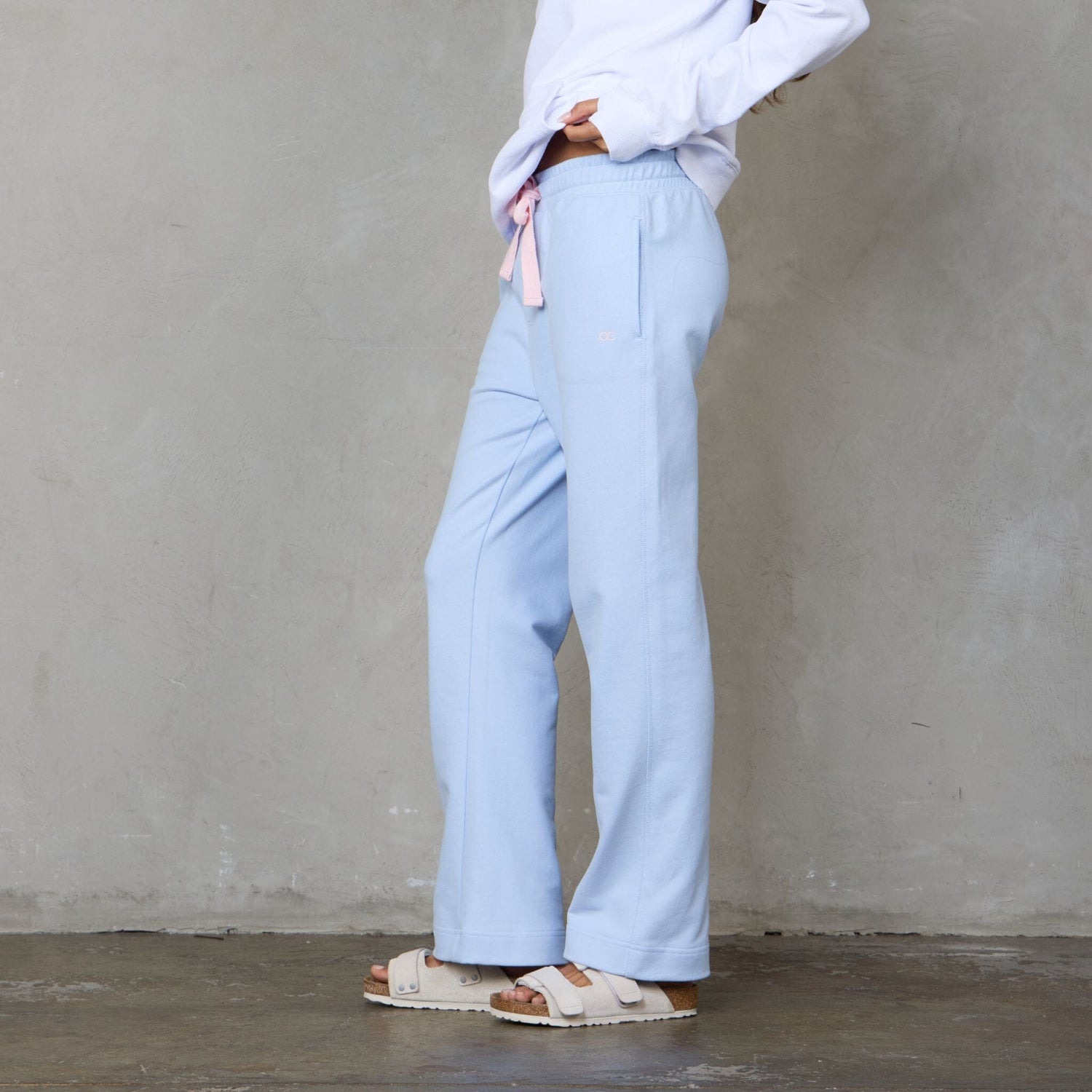 Chloe Organic Cotton Lux Touch Straight Leg Pant Baby Blue pants Organic Crew 