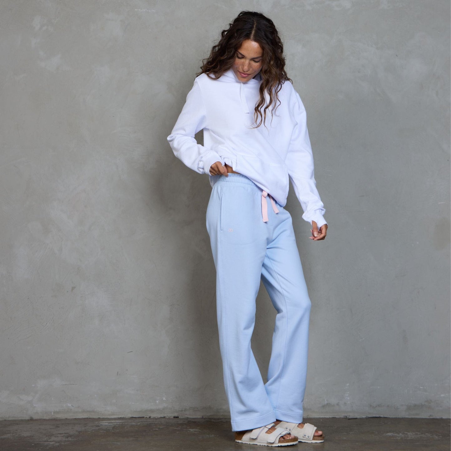 Chloe Organic Cotton Lux Touch Straight Leg Pant Baby Blue pants Organic Crew 