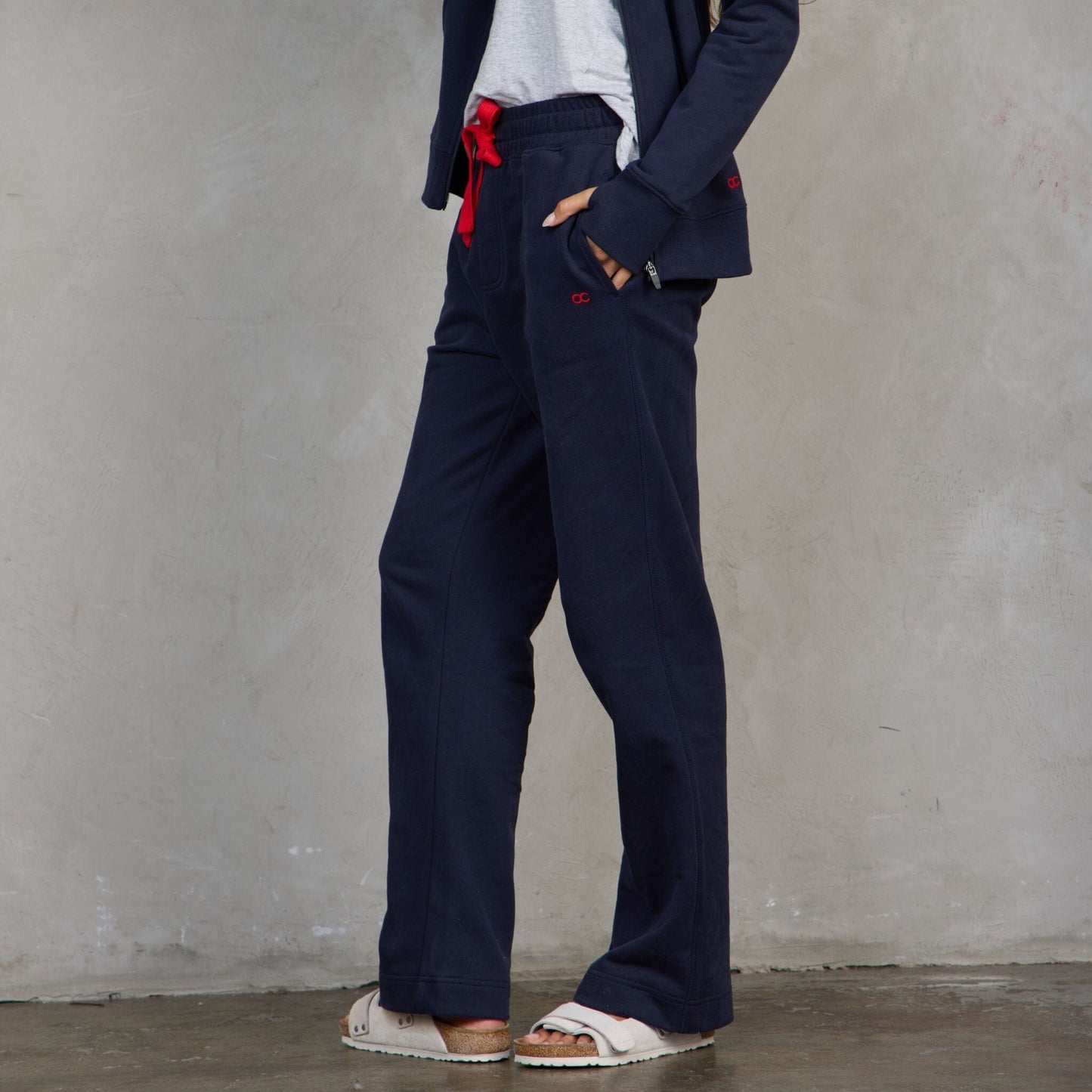 Chloe Organic Cotton Lux Touch Straight Leg Pant Navy pants Organic Crew 