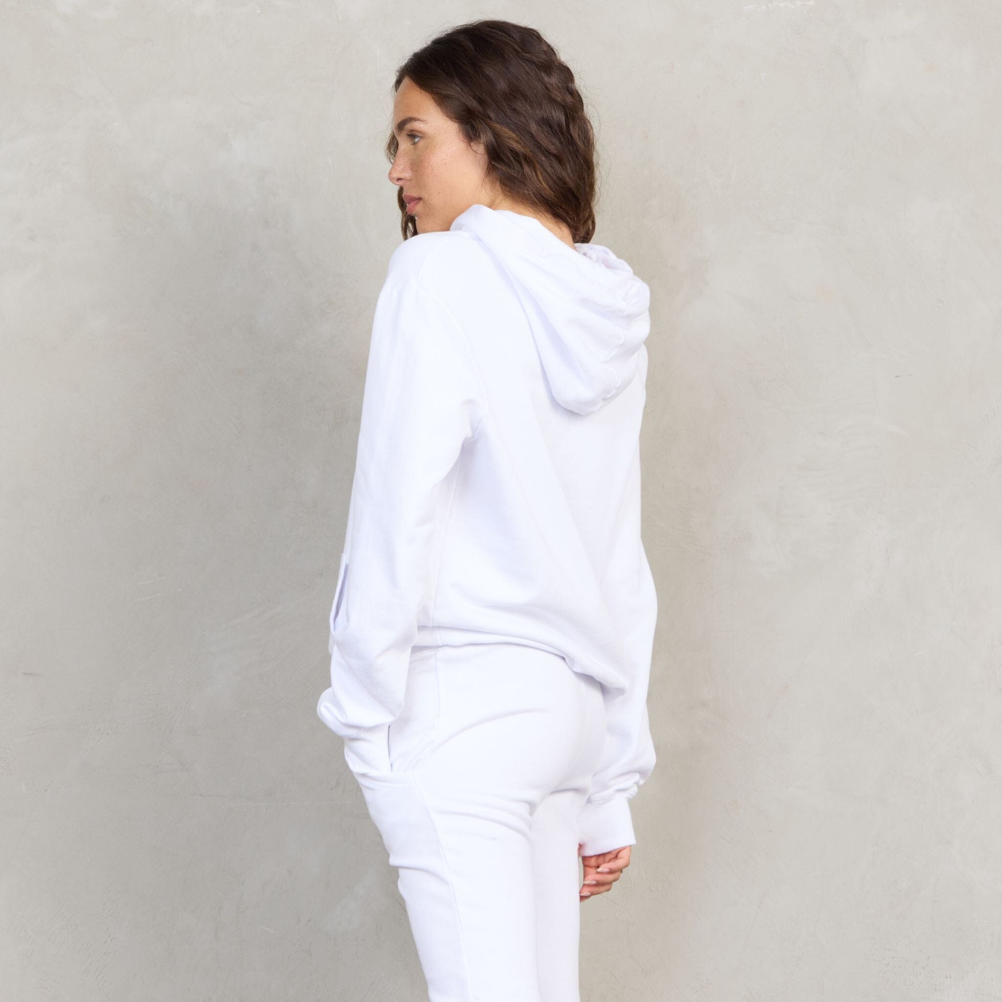 Slouchy Organic Cotton Hoodie White With Red Drawstring Sweater Organic Crew 