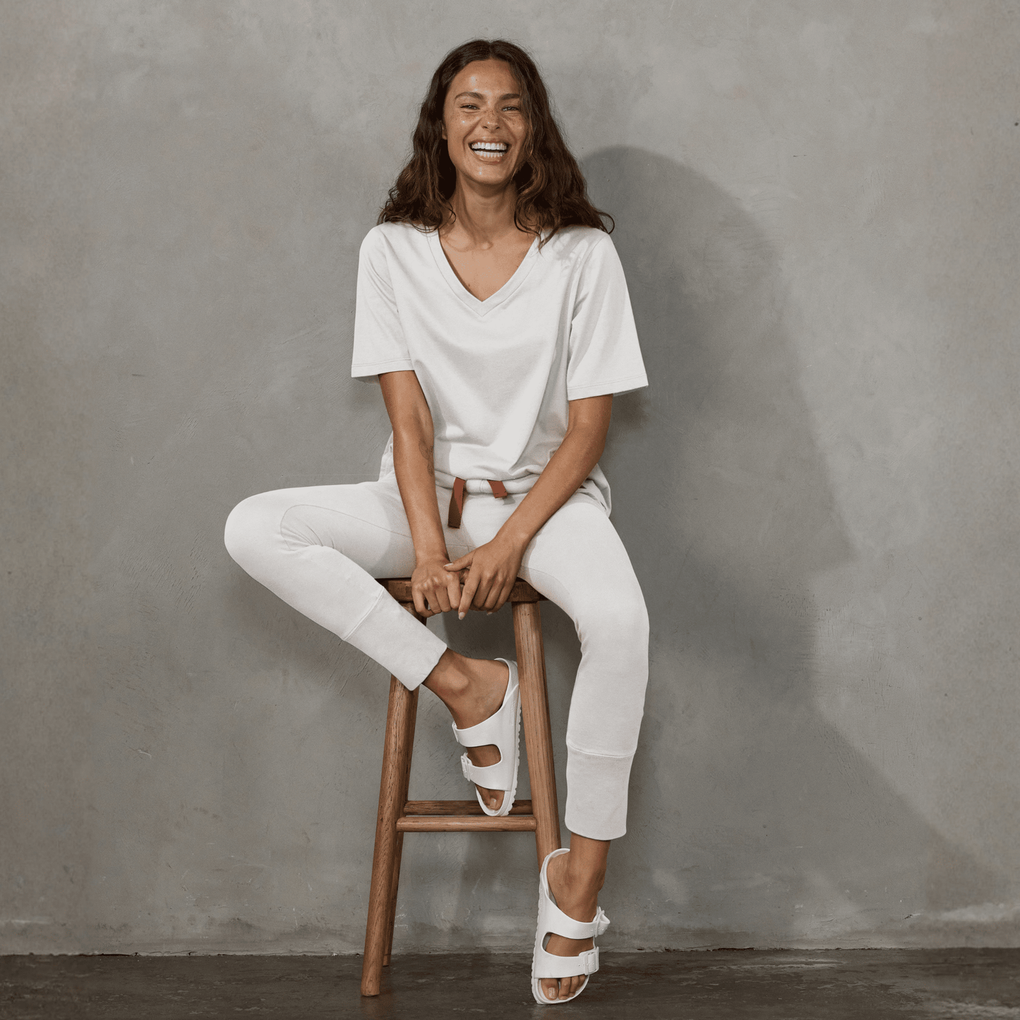 Crew Pant White with Contrast Red Drawstring pants Organic Crew 