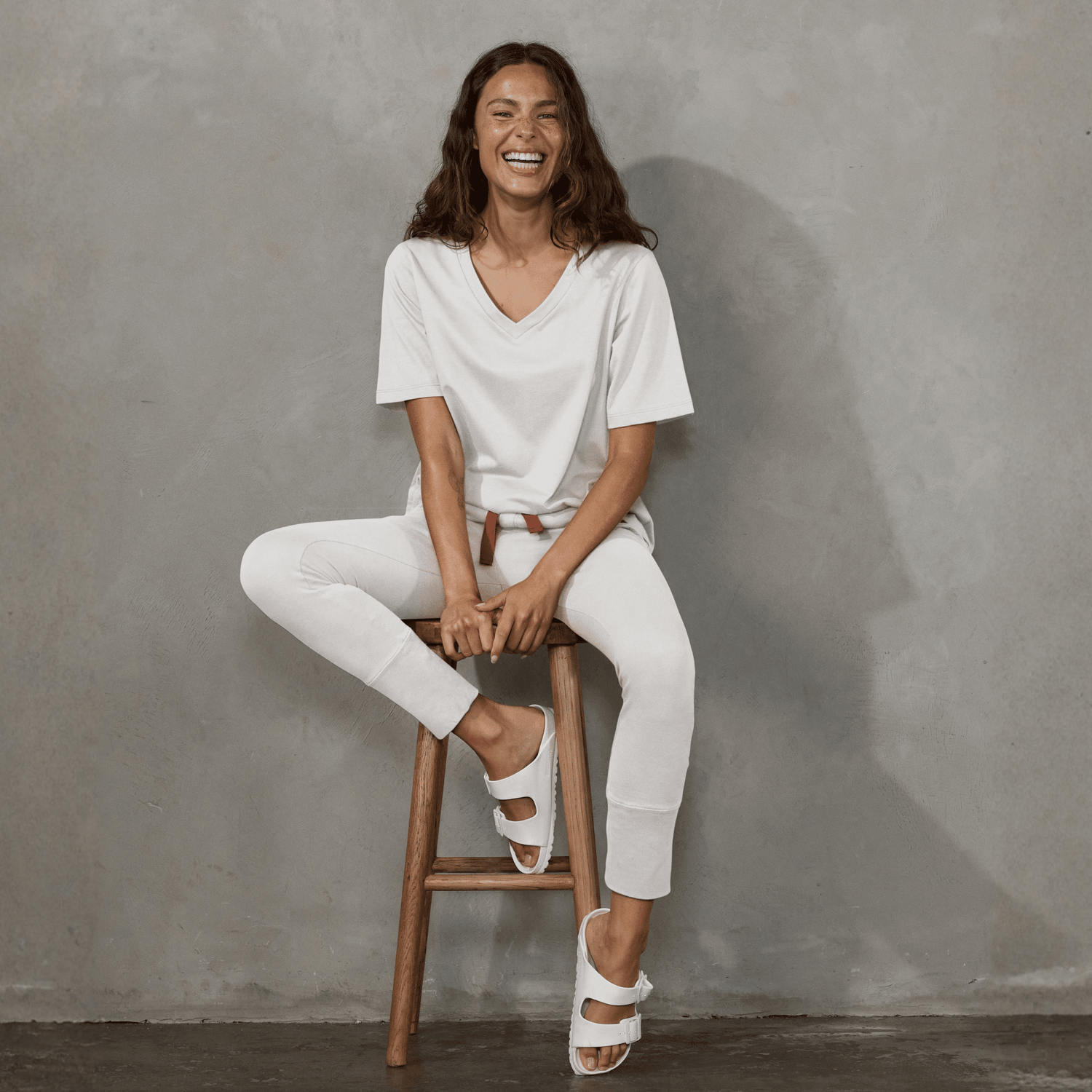 Crew Pant White with Contrast Red Drawstring pants Organic Crew 