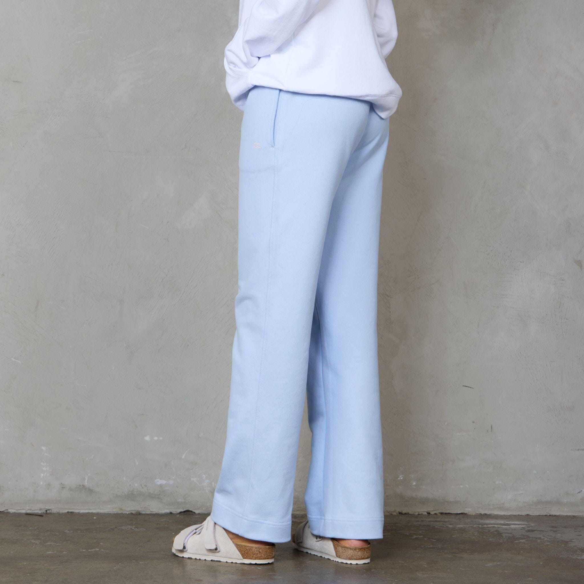 Chloe Organic Cotton Lux Touch Straight Leg Pant Baby Blue pants Organic Crew 