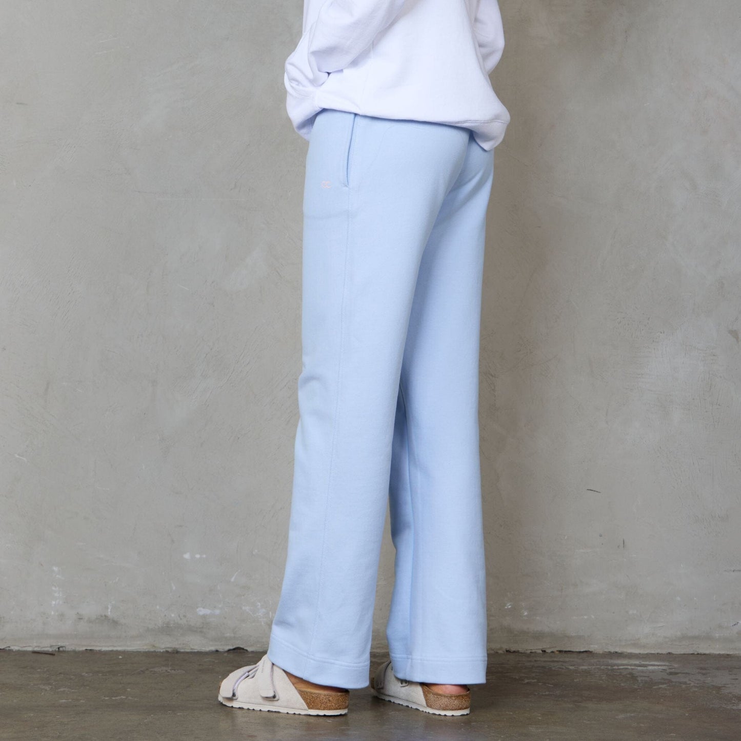 Chloe Organic Cotton Lux Touch Straight Leg Pant Baby Blue pants Organic Crew 