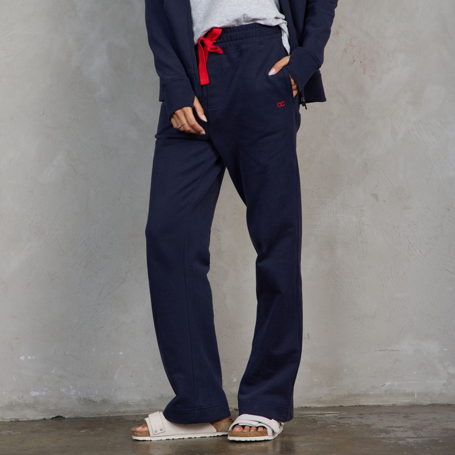 Chloe Organic Cotton Lux Touch Straight Leg Pant Navy pants Organic Crew 