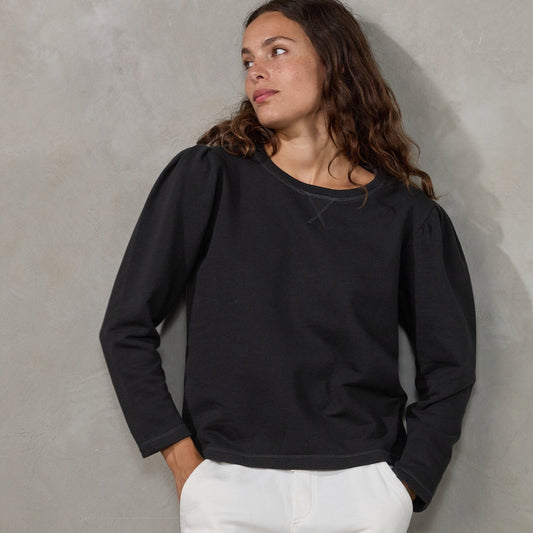 Puff Sweater Black Sweater Organic Crew