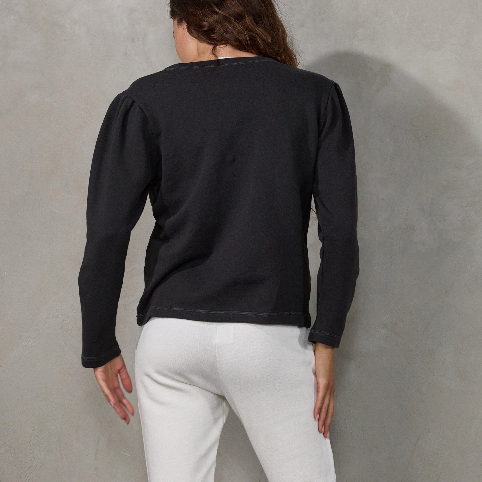Puff Sweater Black Sweater Organic Crew 