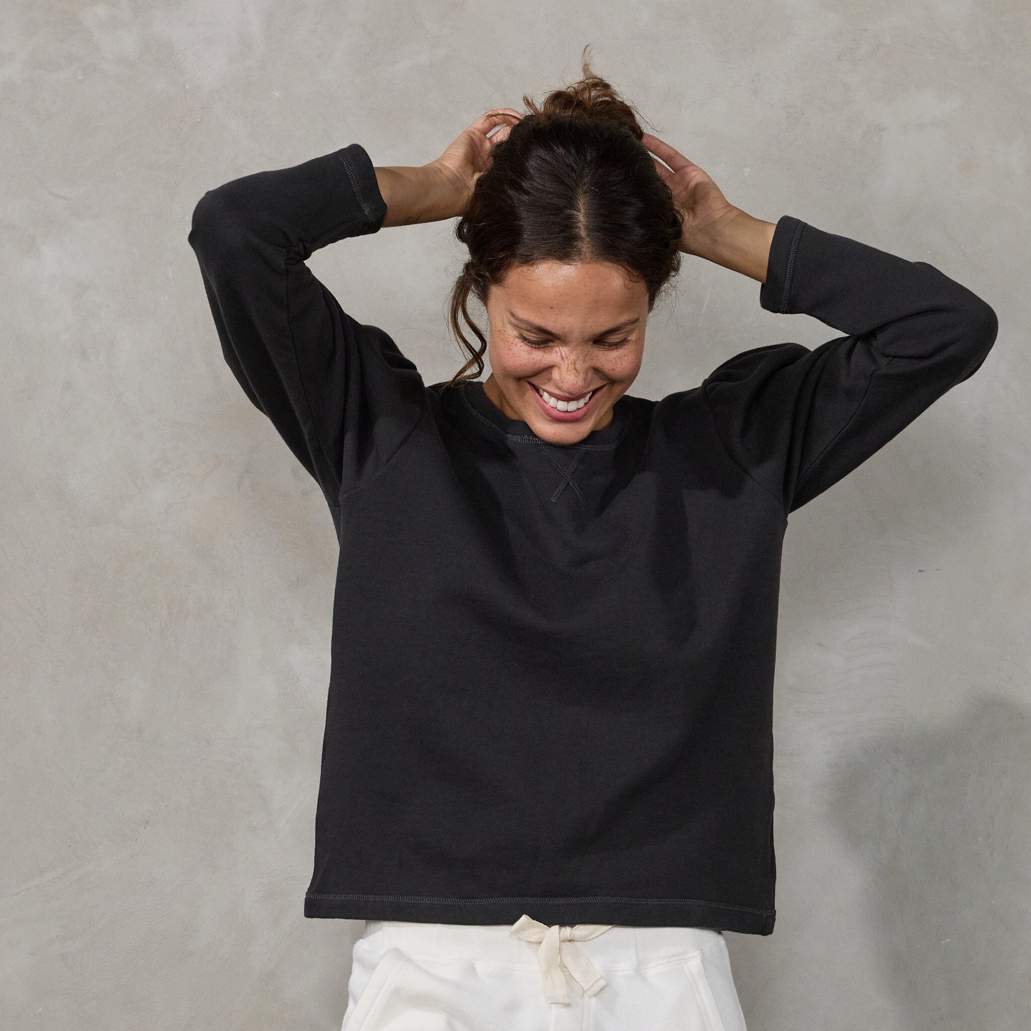 Puff Sweater Black Sweater Organic Crew 