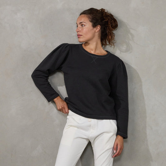 Puff Sweater Black Sweater Organic Crew
